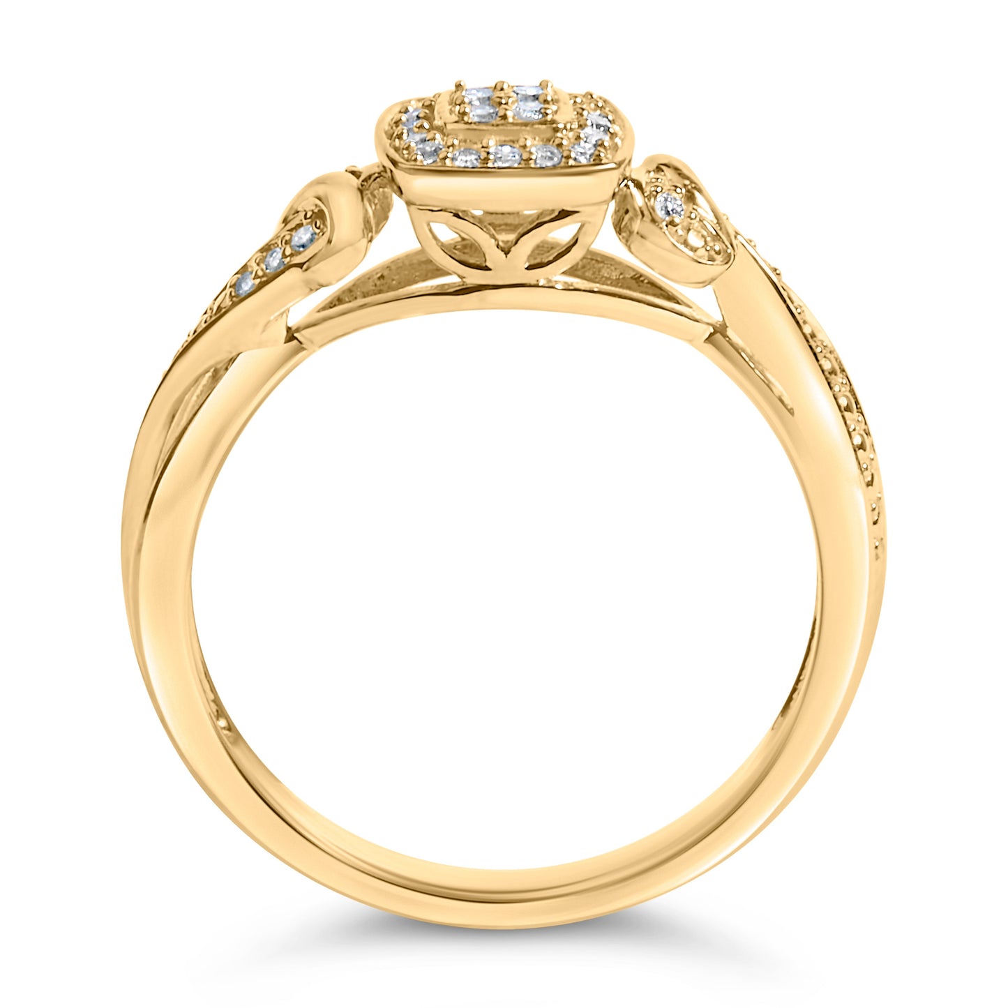 14K Yellow Gold Plated .925 Sterling Silver 1/10 Cttw Round-Cut Diamond Composite Halo Engagement Ring (I-J Color, I3 Clarity)- Size 7