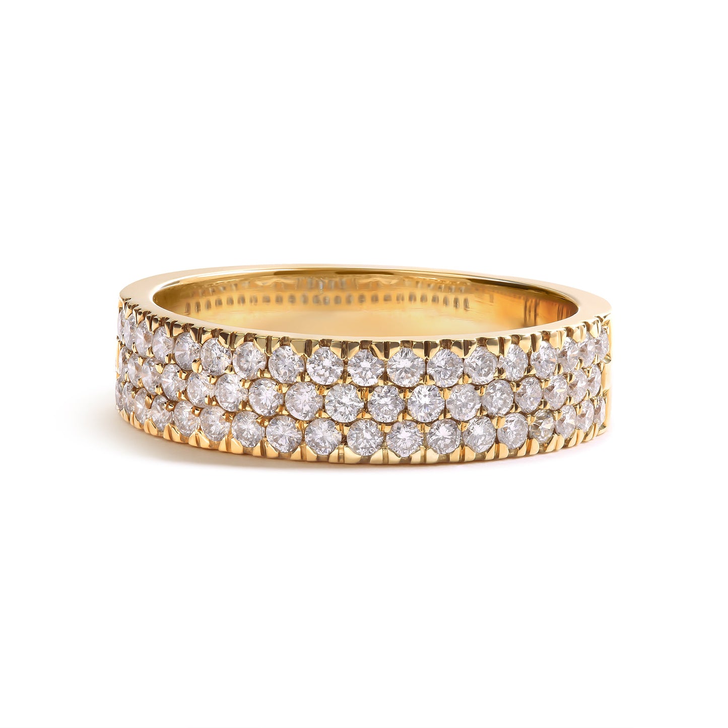 14K Yellow Gold Pave Set 3/4 cttw Multi Row Diamond Band Ring (H-I Color, SI2-I1 Clarity) - Size 7