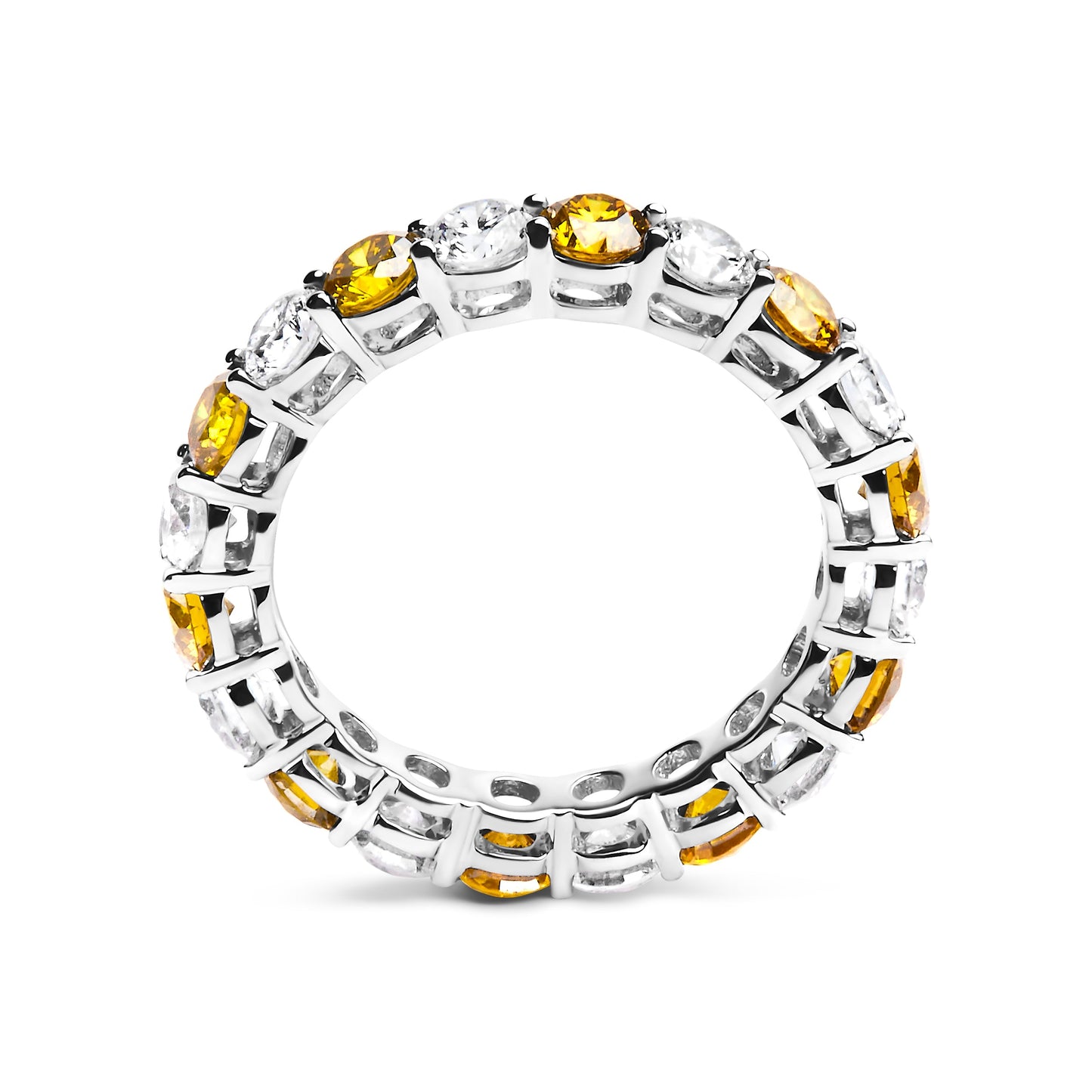 14K White Gold 3.00 Cttw Alternating White and Yellow Lab-Grown Diamond Eternity Band Ring (F-G Color, VS1-VS2 Clarity) - Size 6.5