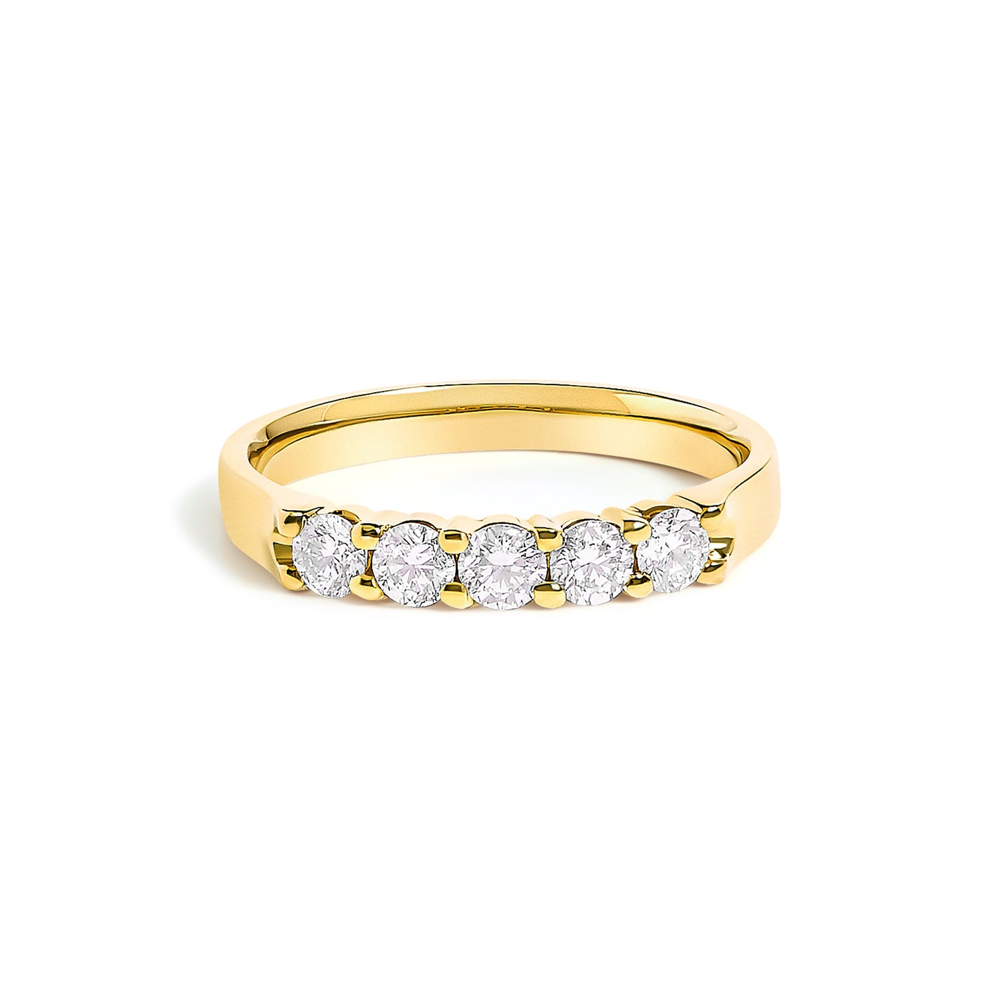 14K White Gold 1/2 Cttw Diamond 5 Stone Band Ring