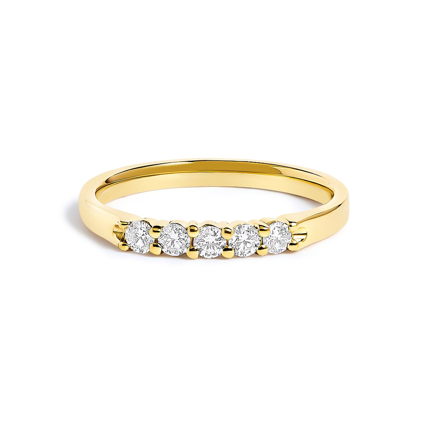 14K White Gold 1/4 Cttw Diamond 5 Stone Band Ring