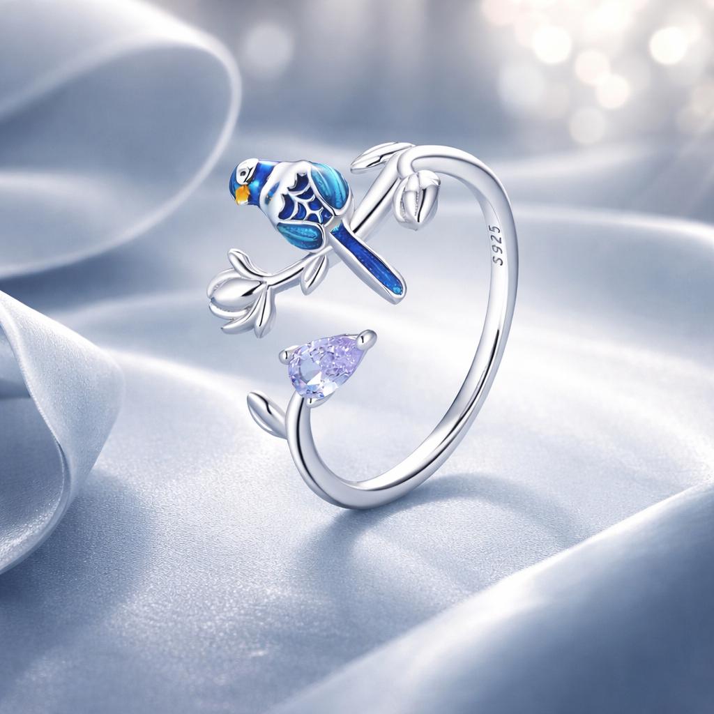 925 Silver Enamel & Paved CZ Ring for Unisex