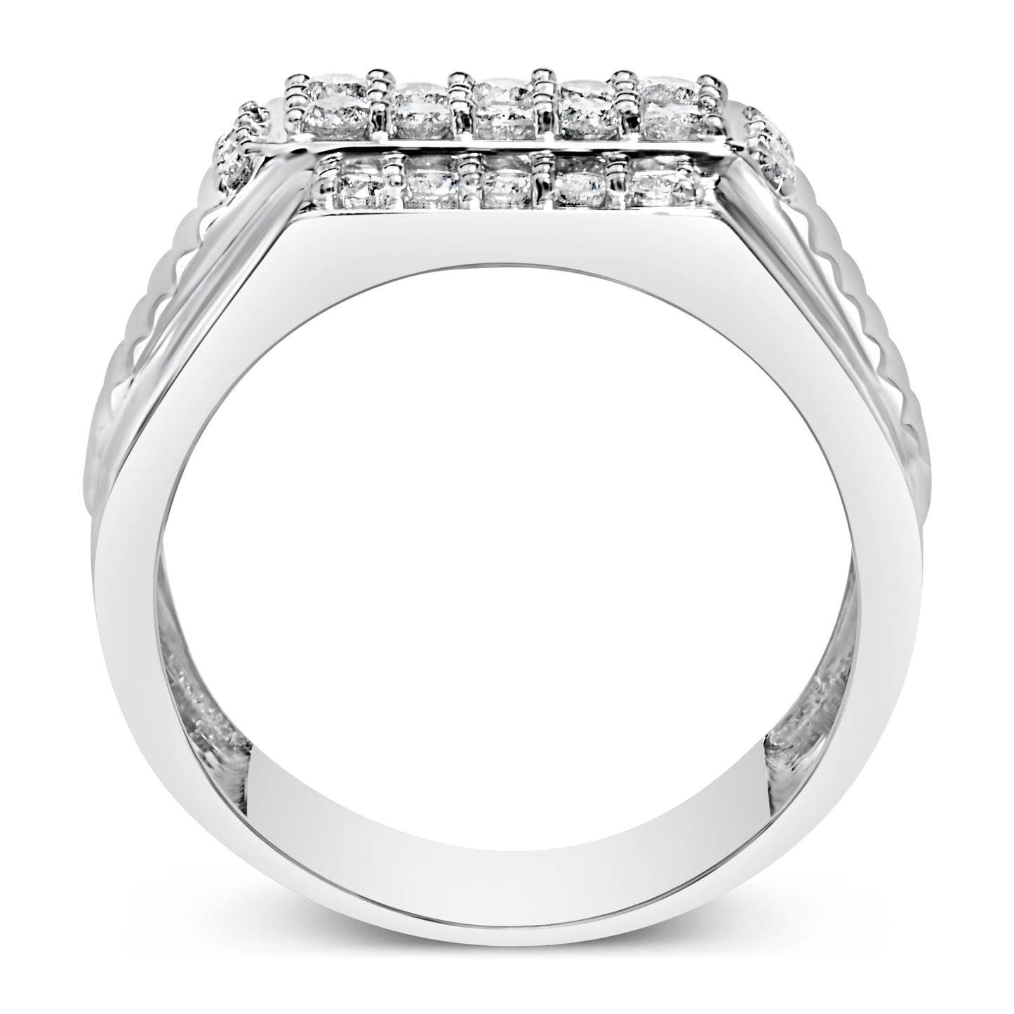 Men's .925 Sterling Silver 1.00 Cttw Diamond Multi Row Band Ring -Size 10