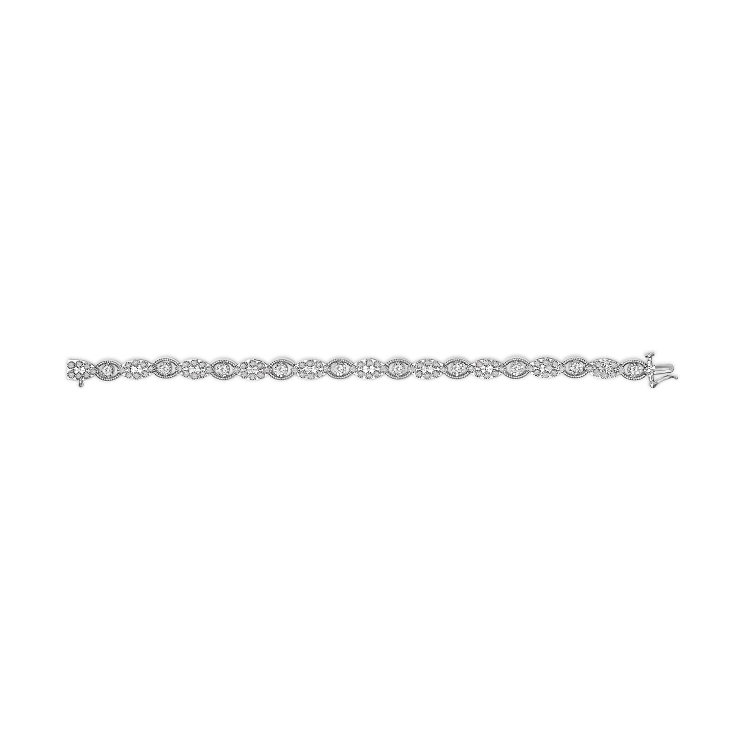 10K White Gold 2.0 Cttw Diamond Milgrain Cluster Link Bracelet