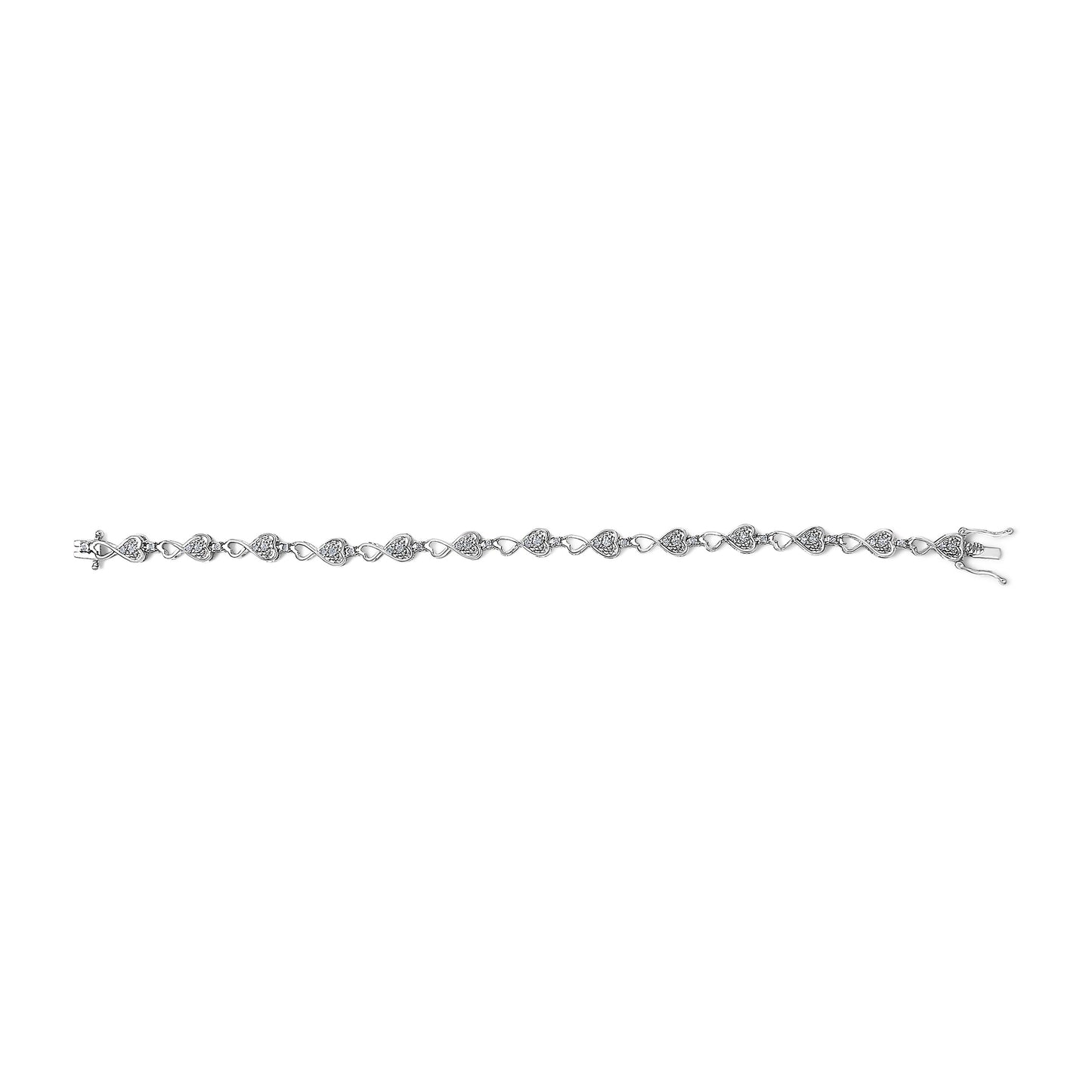 .925 Sterling Silver 1/4 Cttw Diamond Infinity Heart Link Bracelet