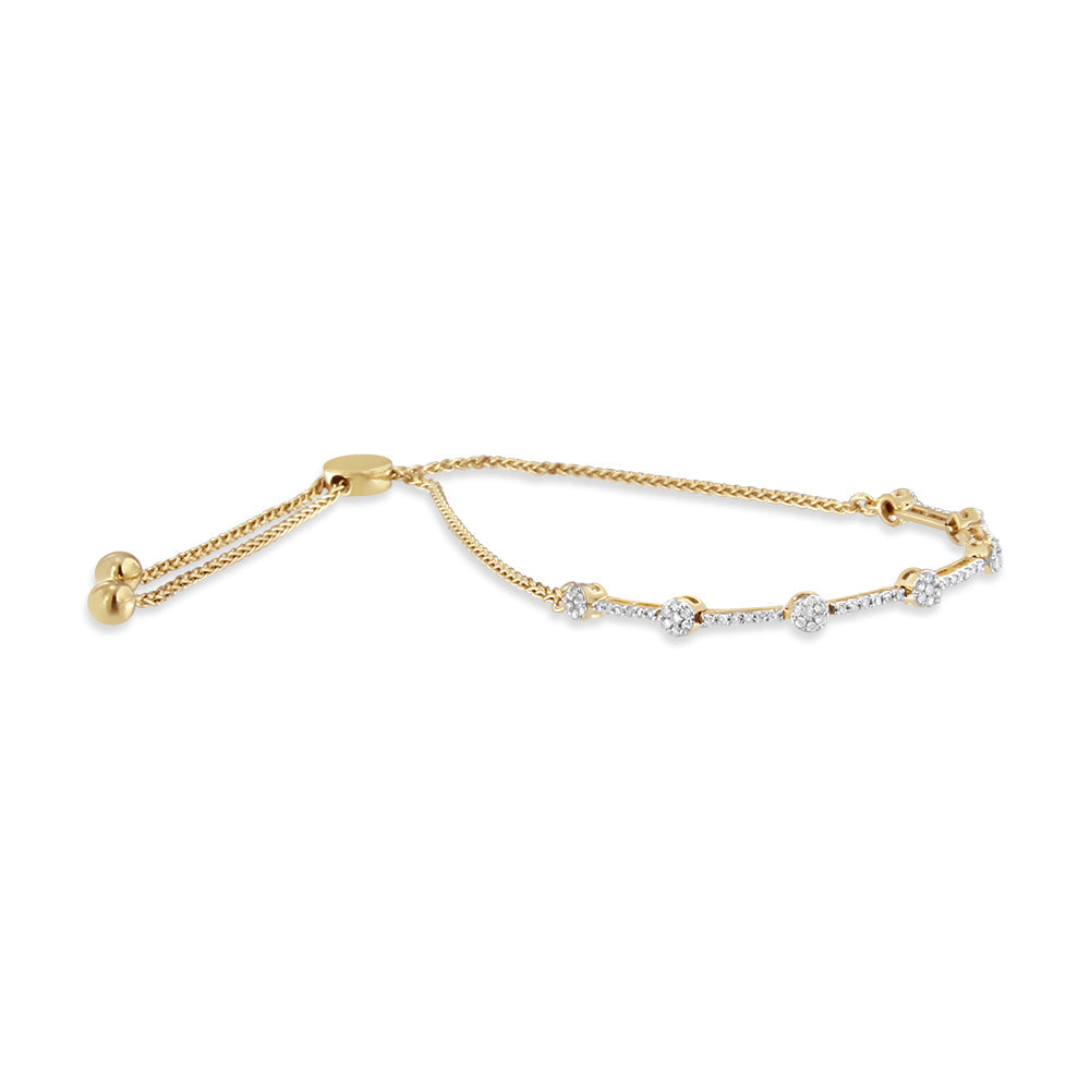 14K Gold Plated Sterling Silver 1/3 Cttw Diamond Slider Link Bolo Bracelet