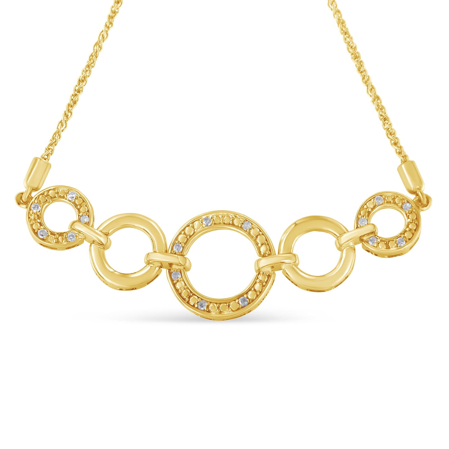 14K Yellow Gold Plated .925 Sterling Silver 1/10 Cttw Diamond Infinity Loop Adjustable Bolo Tennis Bracelet