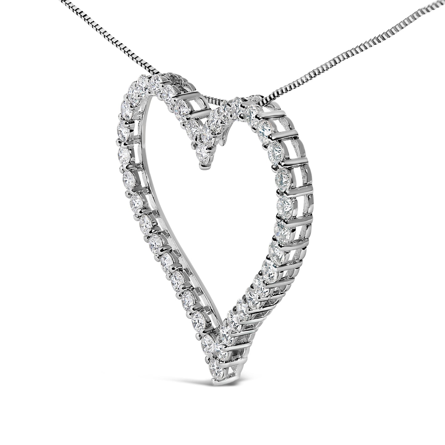14K White Gold 3.0 Cttw Lab Grown Diamond Open Heart Pendant Necklace