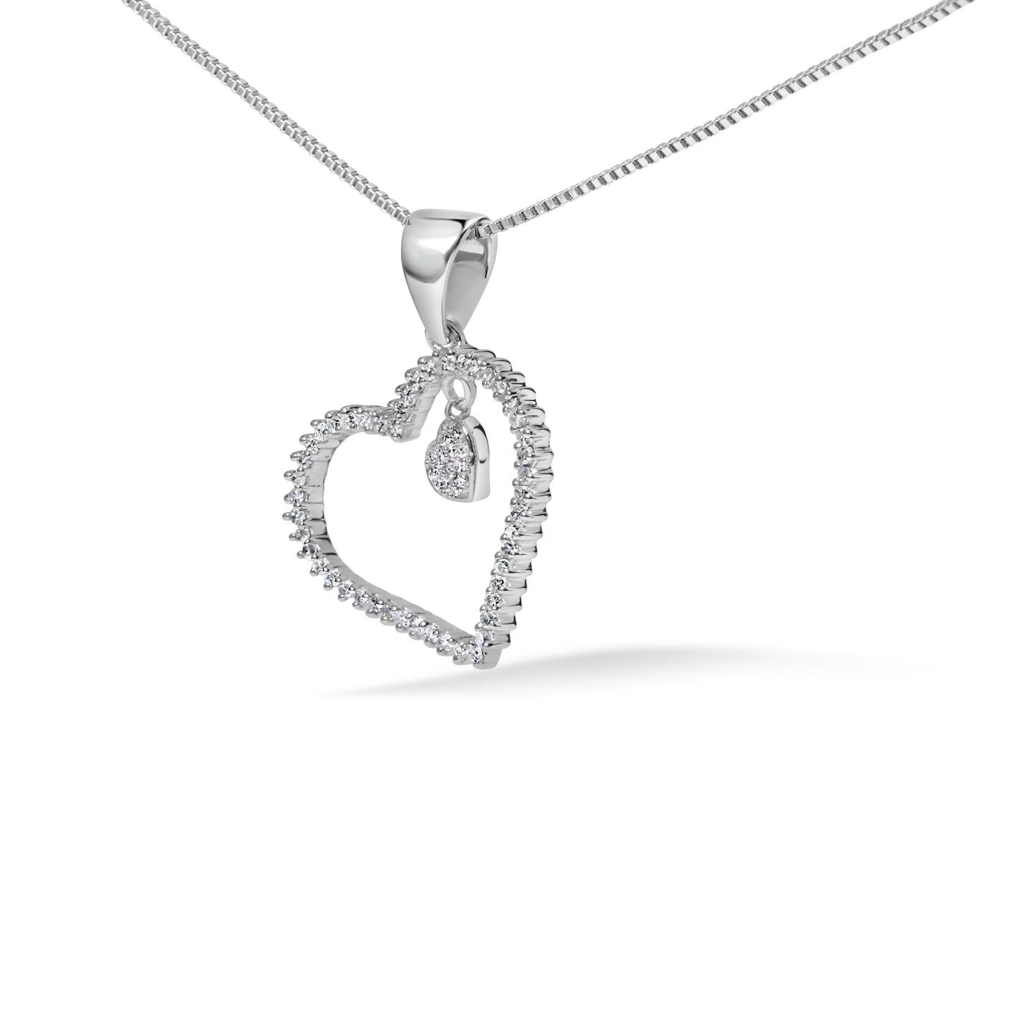 925 Sterling Silver 1/3ct TDW Diamond Heart Pendant Necklace