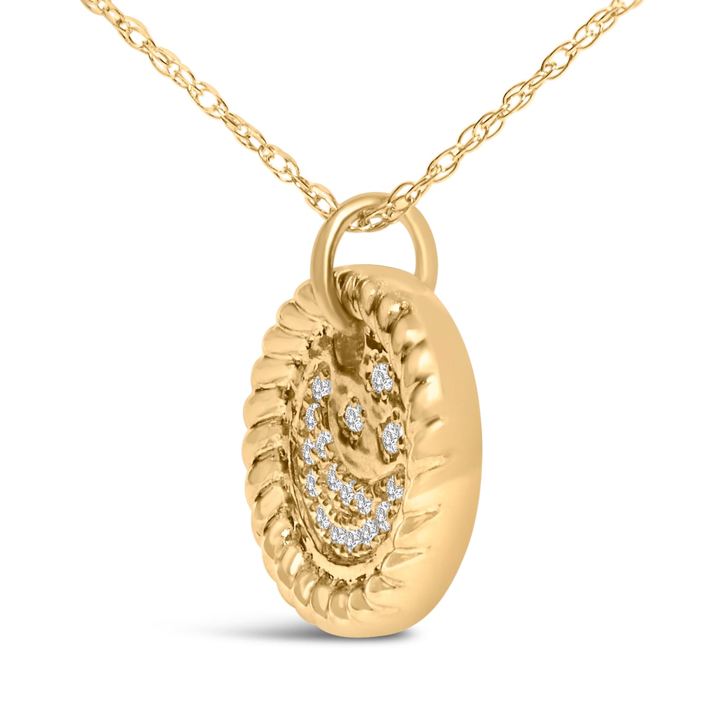 10K Yellow Gold Diamond Accent Crescent Moon Pendant Necklace