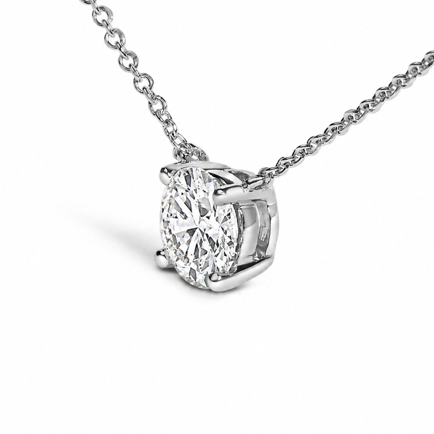 14K White Gold 1.00 Cttw Lab Grown Diamond Solitaire Pendant