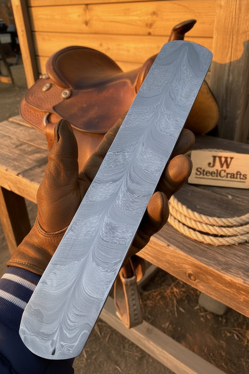 Silvertrail Damascus Billet Bar 16" Handmade Raindrop Pattern