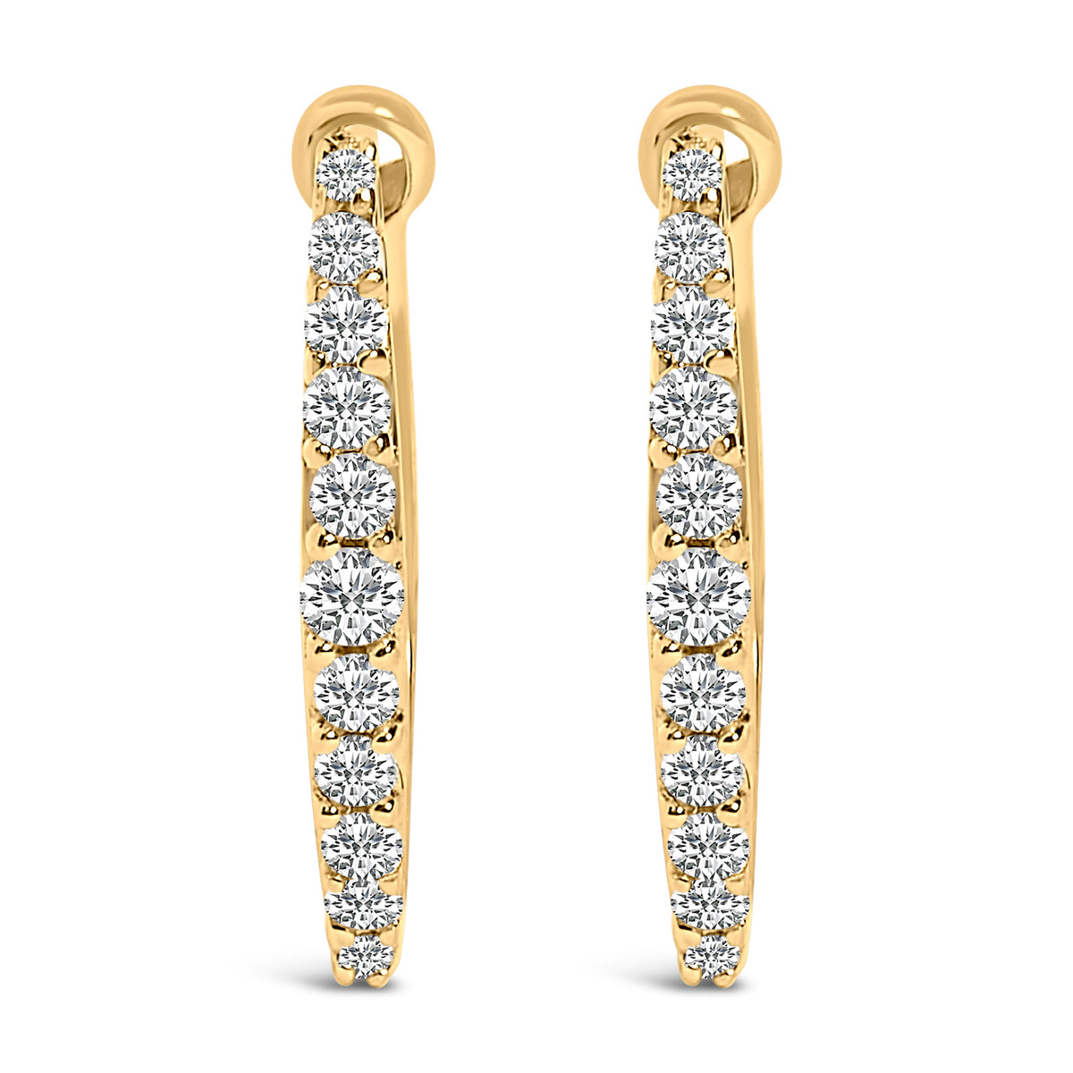 10K White Gold 1/4 Cttw Lab Grown Diamond Heart Shaped Huggy Hoop Earrings