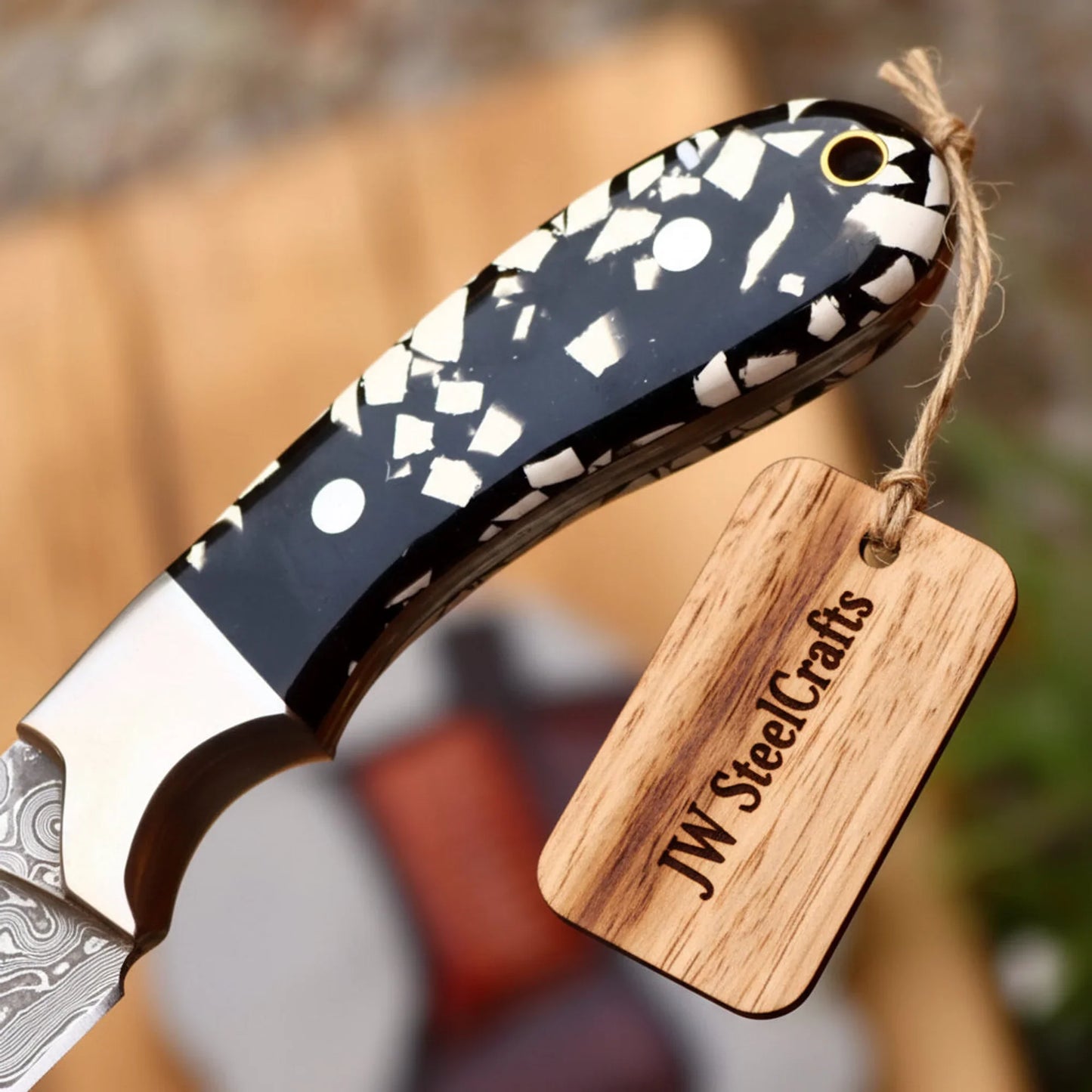 Buckhorn Trail Tracker Knife 10" Premium Hammered Damascus Stag Antler
