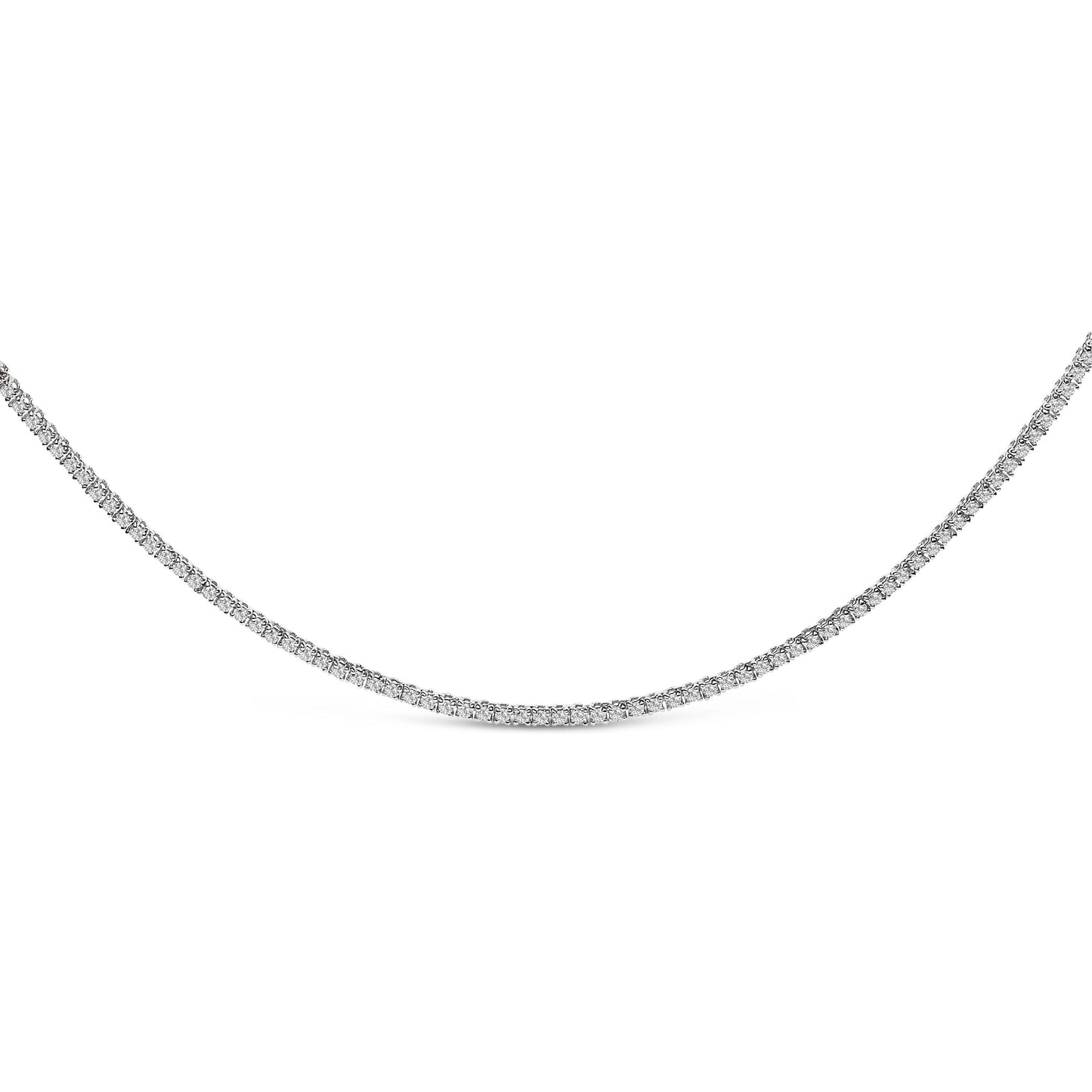 14K White Gold 3.0 Cttw Diamond Tennis Necklace