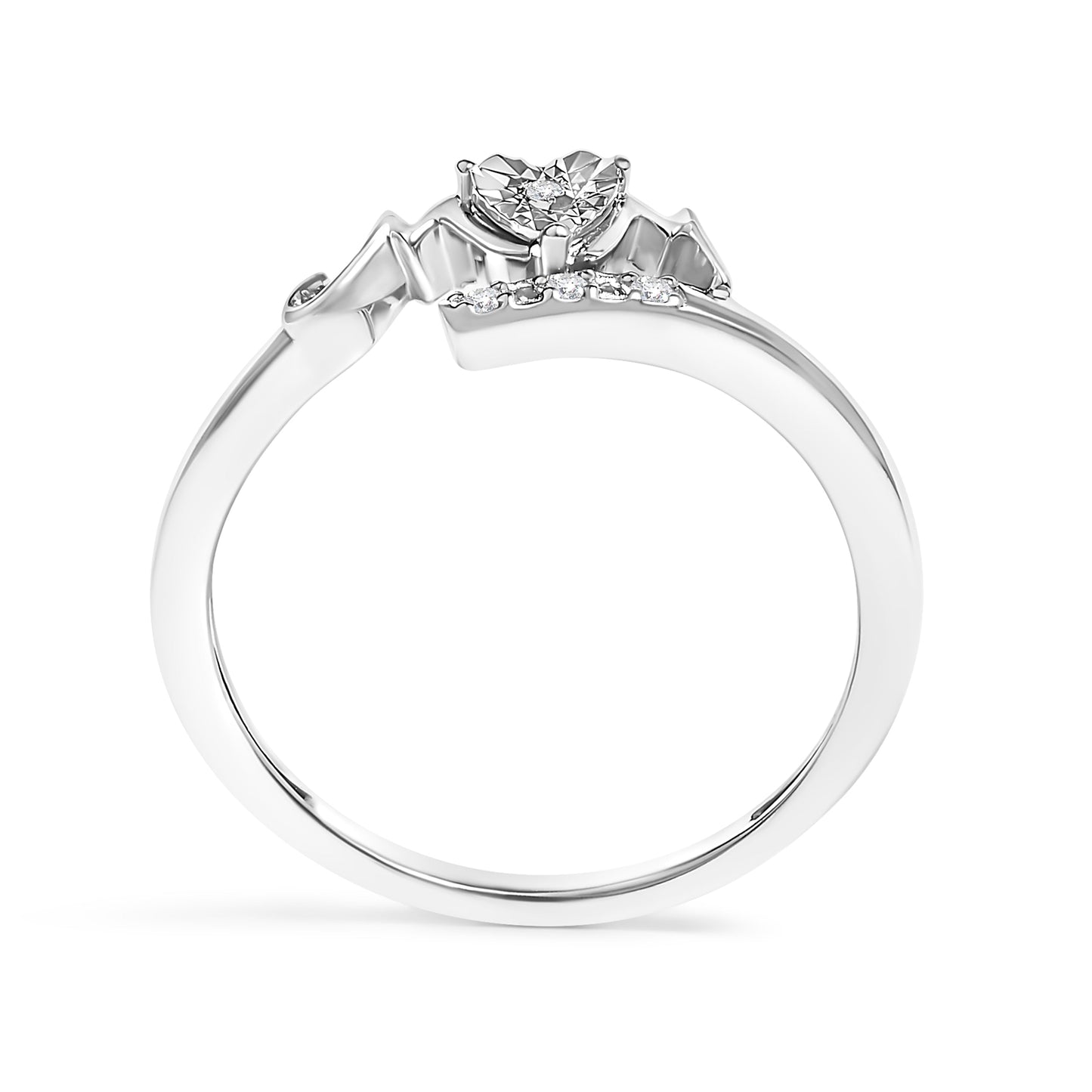 .925 Sterling Silver Diamond Accent "MOM" Heart Ring (J-K Color, I2-I3 Clarity) - Ring Size 7