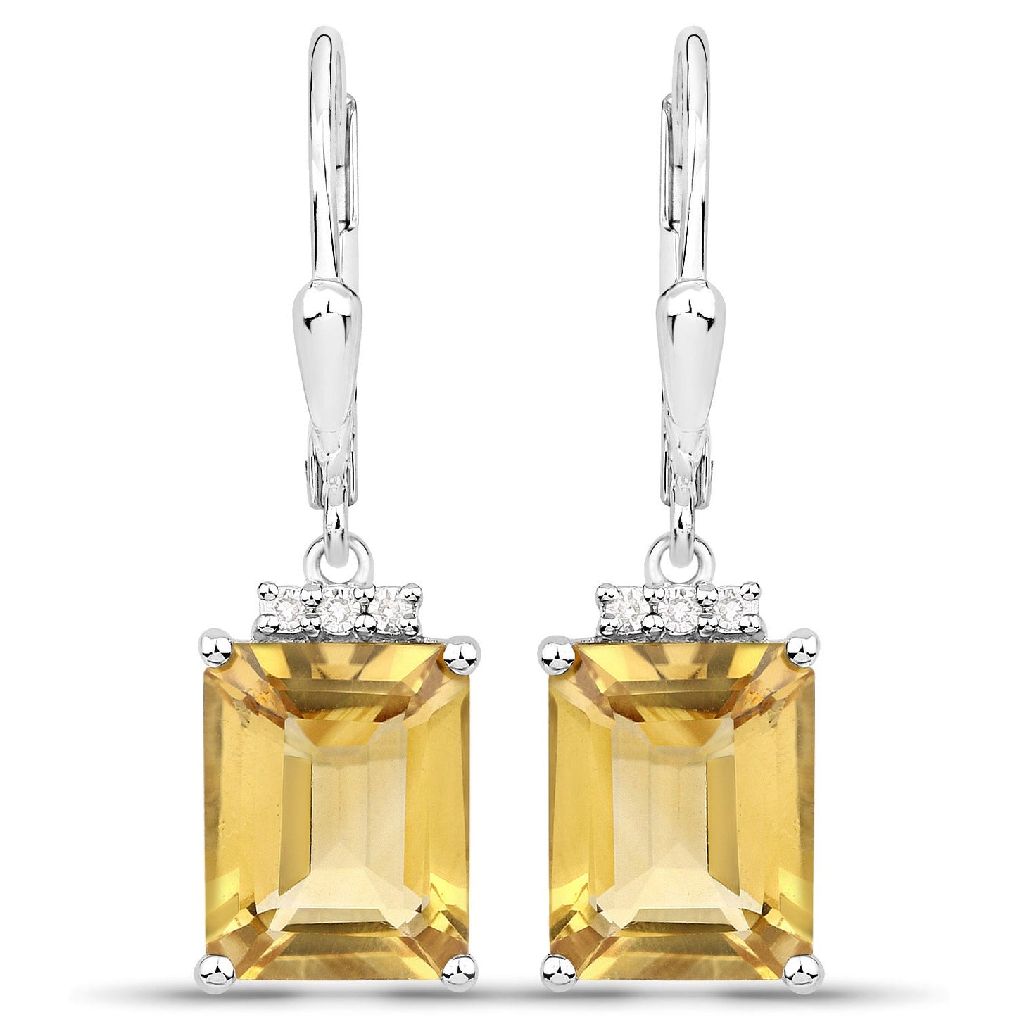 5.63 Carat Genuine Citrine and White Topaz .925 Sterling Silver Earrings