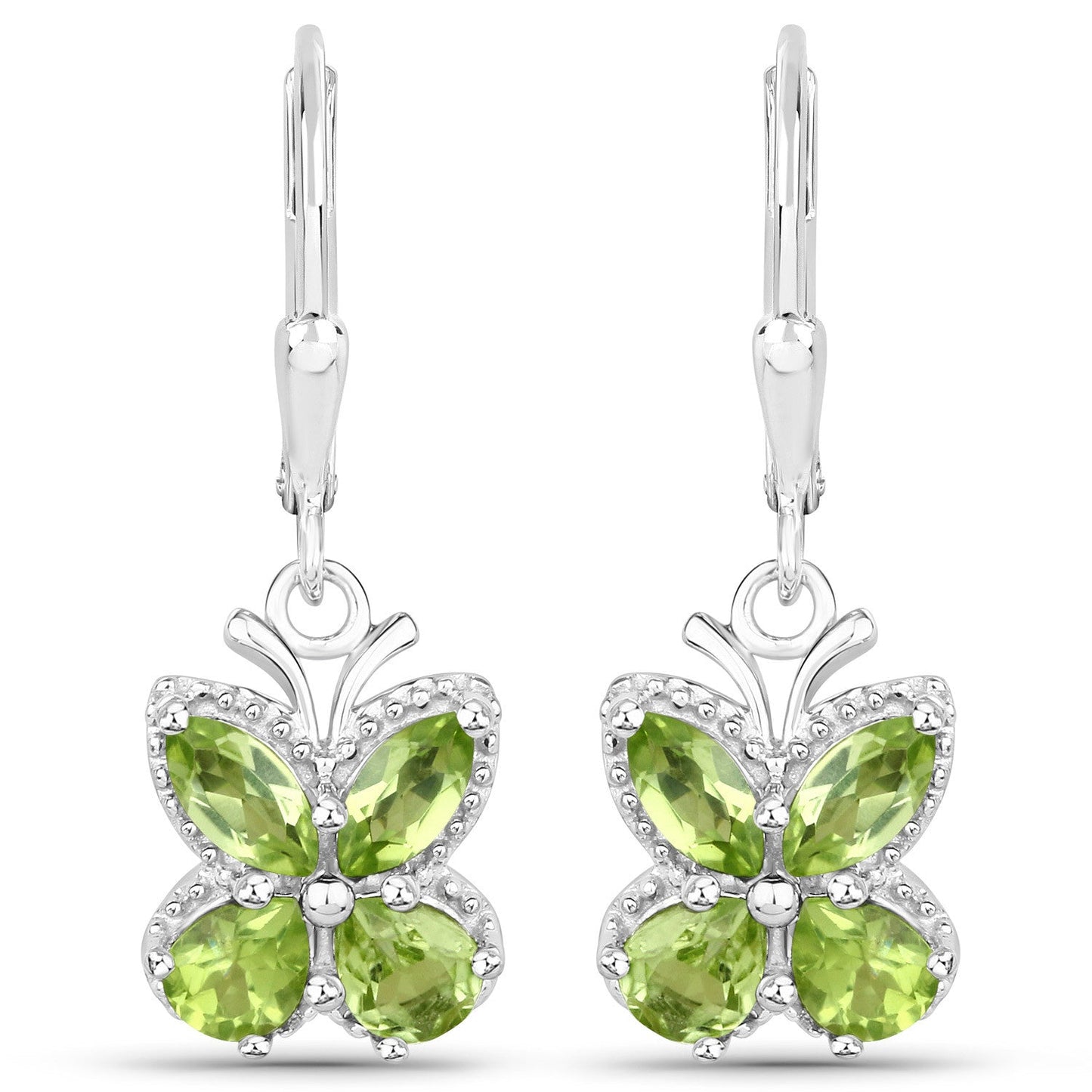 2.28 Carat Genuine Peridot .925 Sterling Silver Earrings