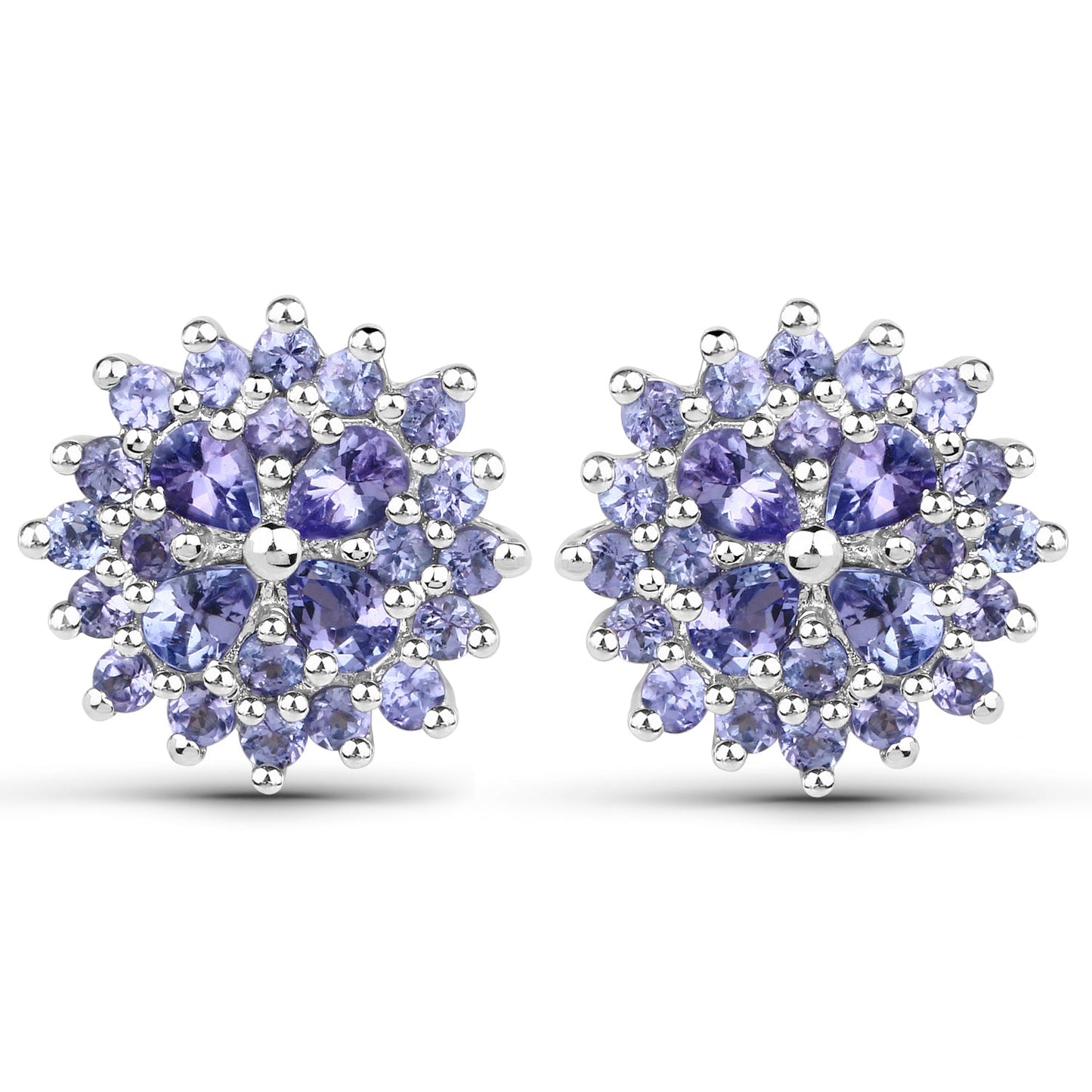 2.52 Carat Genuine Tanzanite .925 Sterling Silver Earrings
