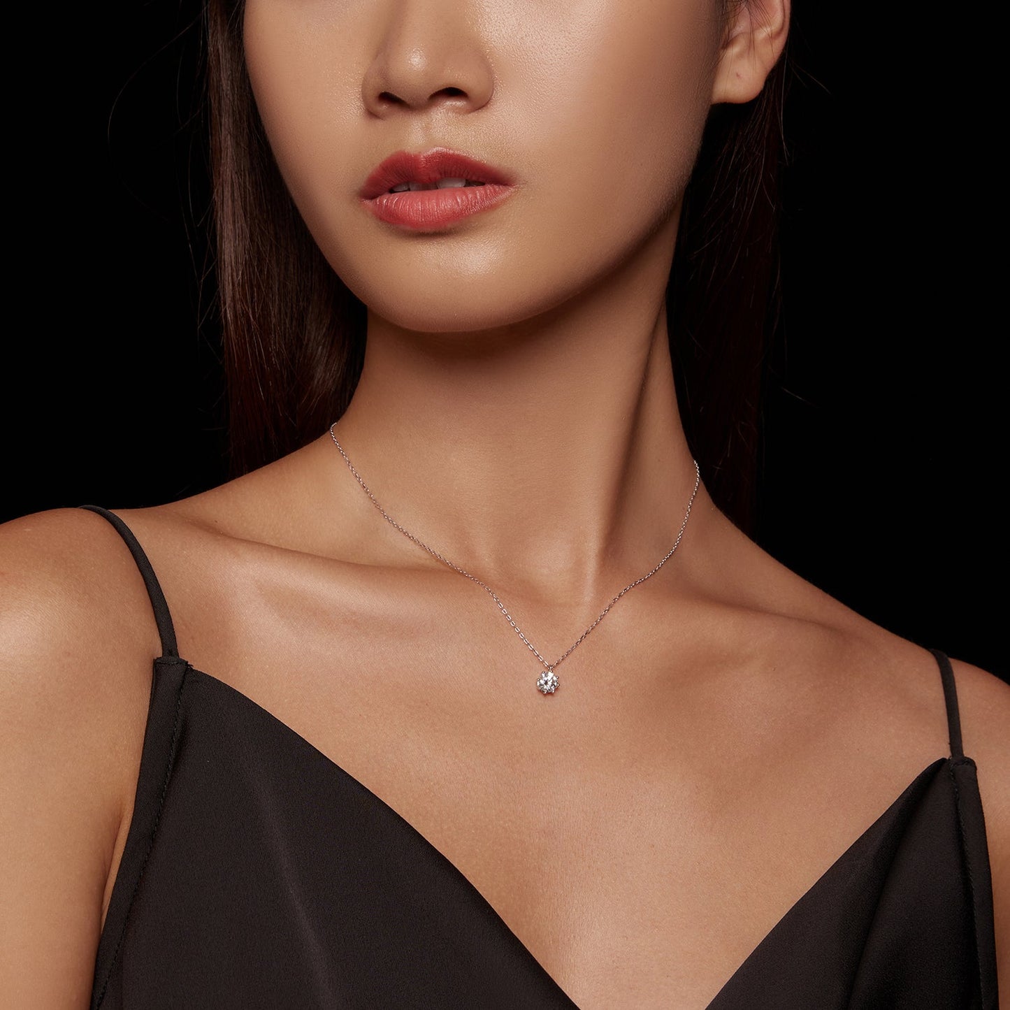 925 Sterling Silver Plated Platinum Moissanite Necklace 39+5cm for Women