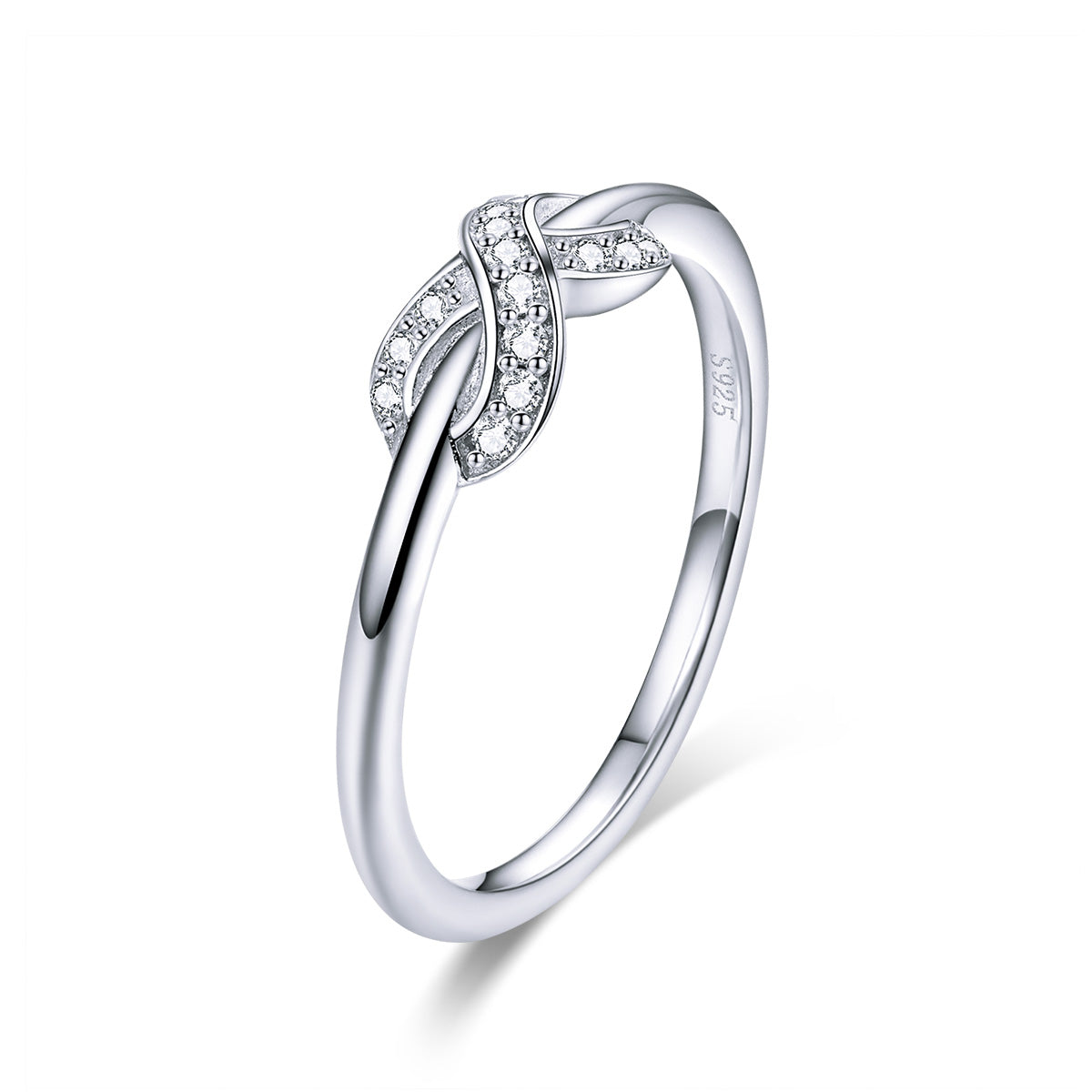 925 Sterling Silver Plated Platinum Size 6.0 Pavé Setting CZ Ring