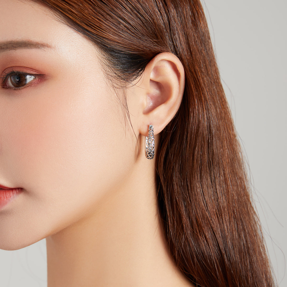 925 Sterling Silver Earrings 2.3*0.4cm Oxidized Silver for Women
