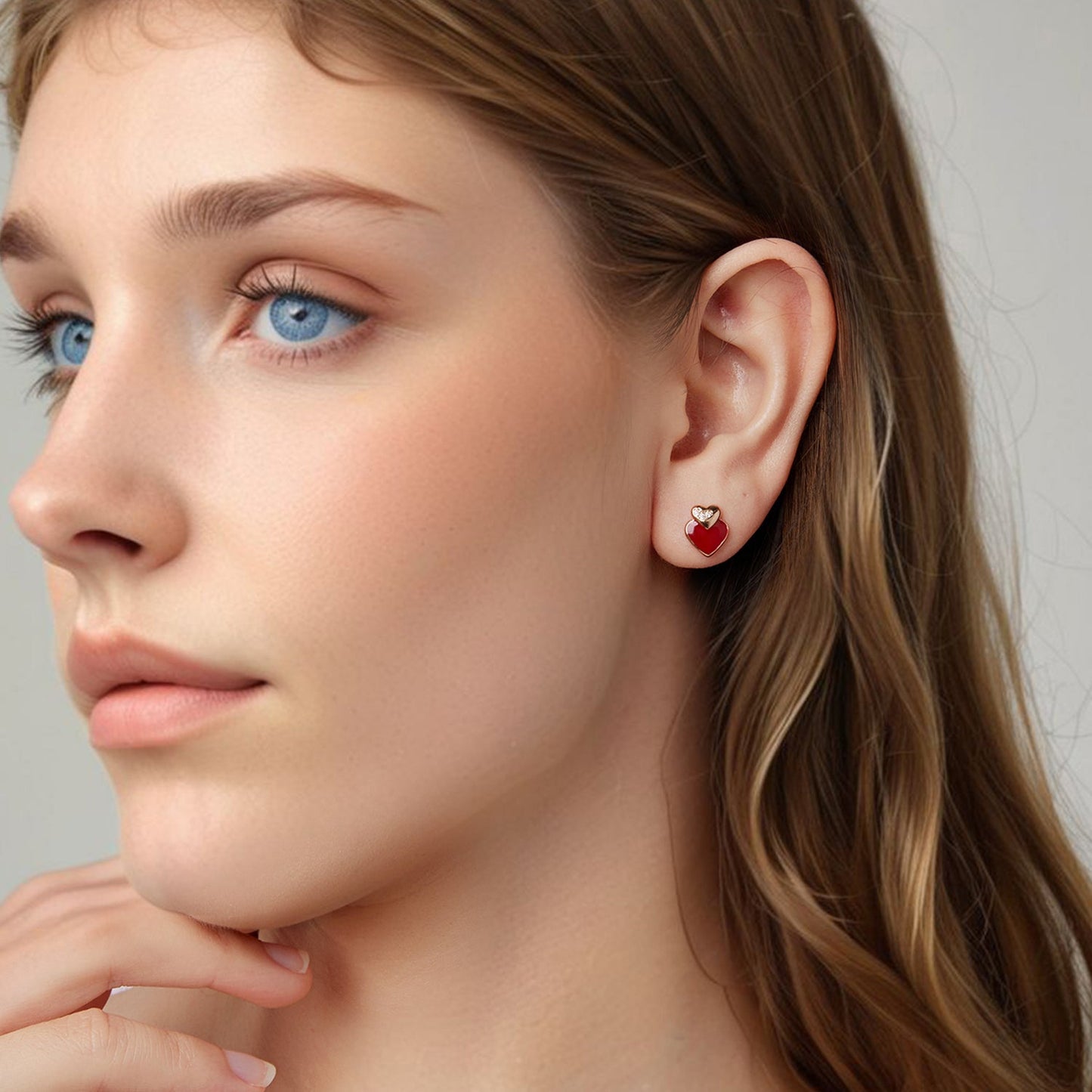 925 Sterling Silver Earrings with Enamel Finish and Pavé Setting in Rose Gold