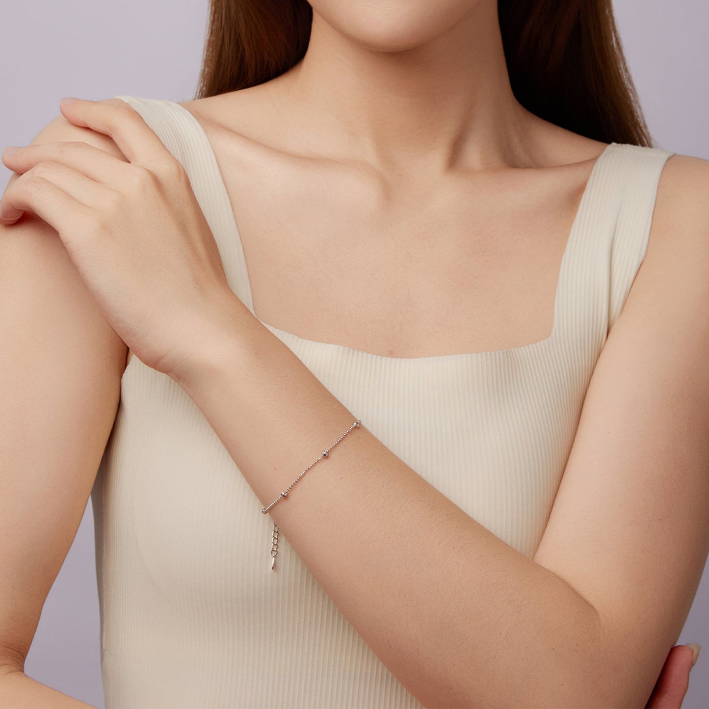 925 Sterling Silver & Plated White Gold Bracelet with Adjustable Length