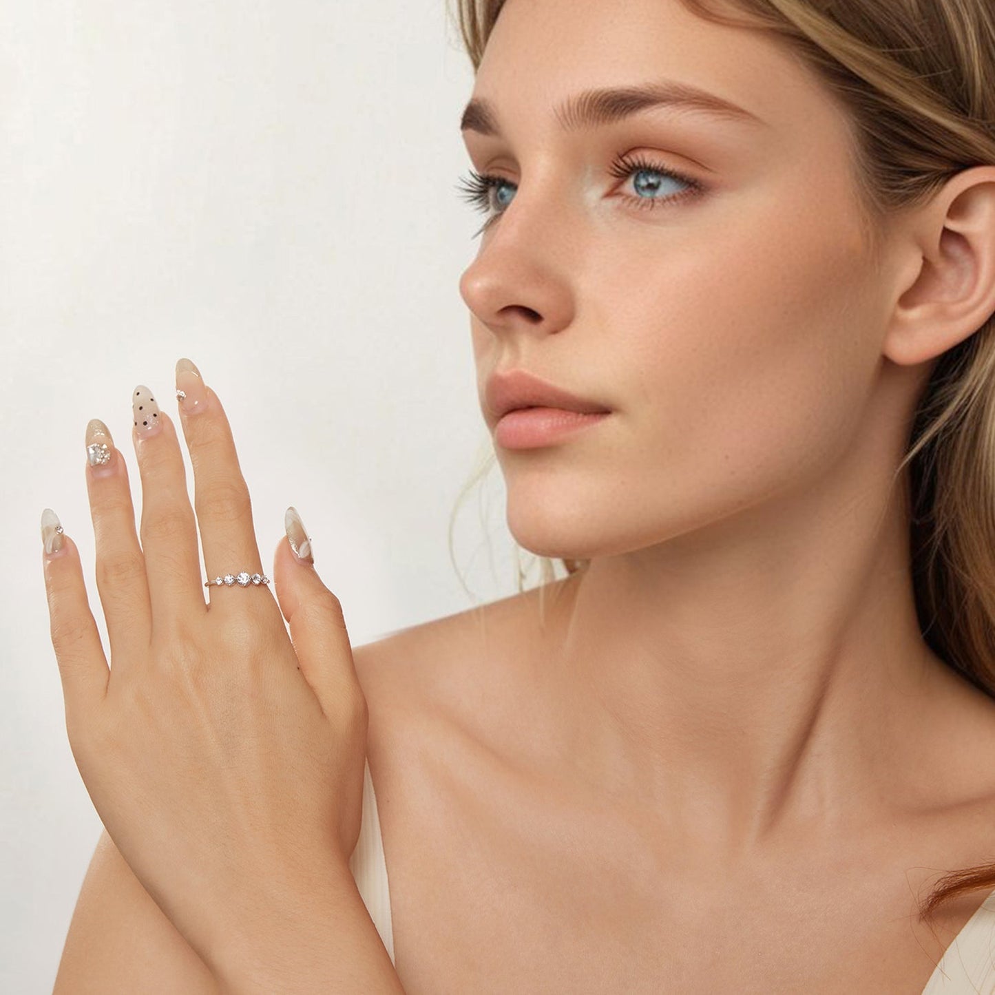 925 Sterling Silver Ring Size 6.0 with Pavé CZ in White Gold Finish for Women