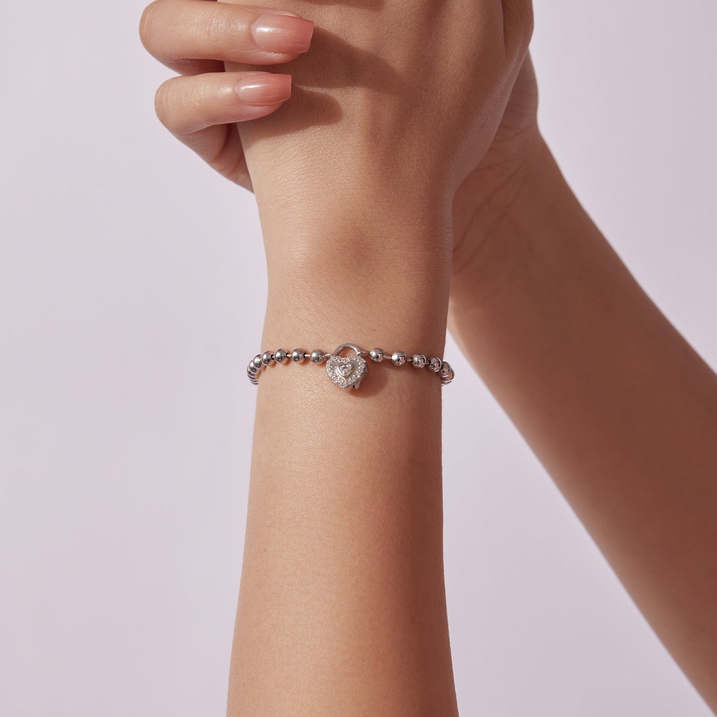 925 Sterling Silver White Gold Plated 17cm Bracelet with CZ Paved Setting for Women