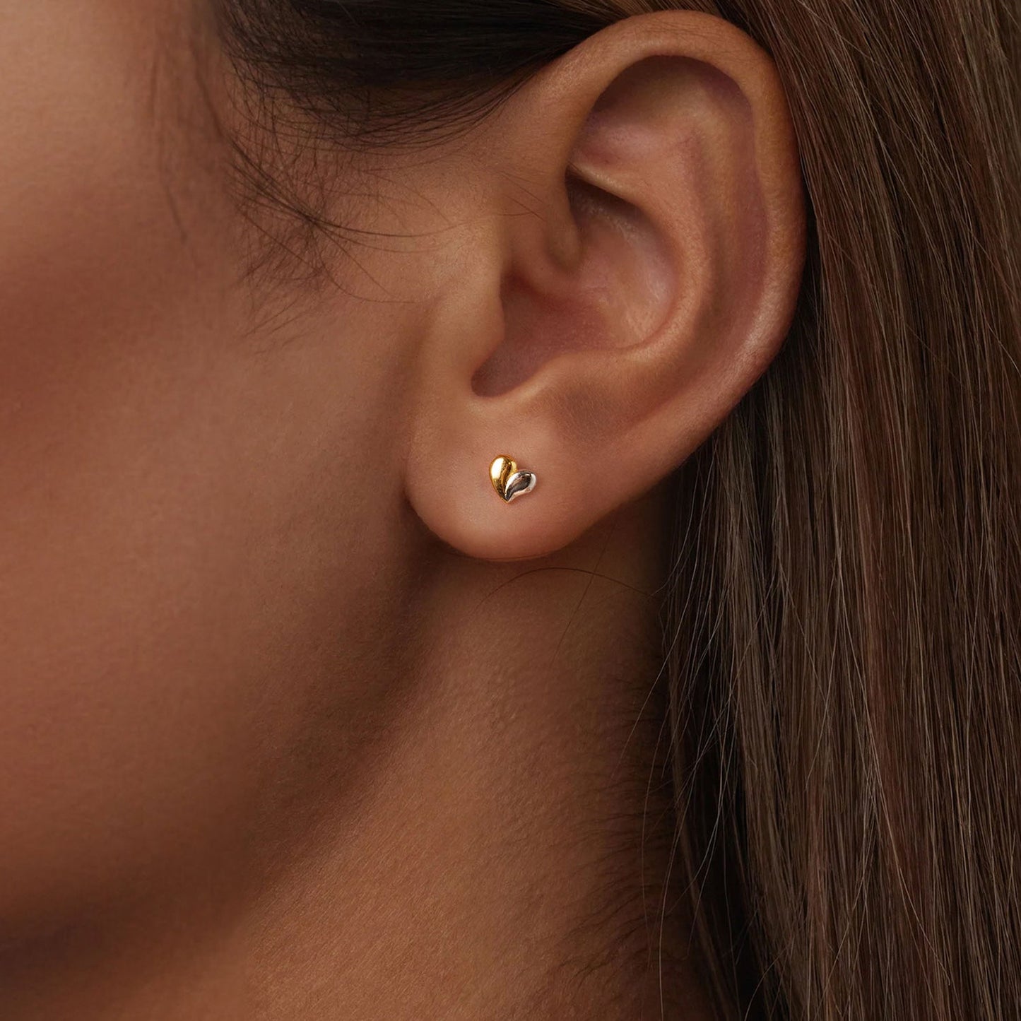 925 Sterling Silver & Plated Gold Earrings for Women - 0.5*0.6cm