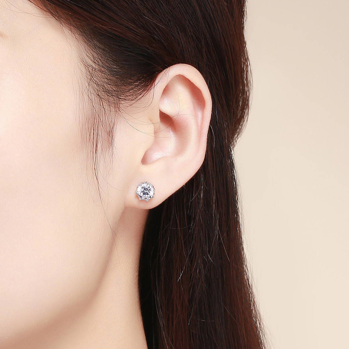 925 Sterling Silver Plated Platinum 0.6cm CZ Earrings