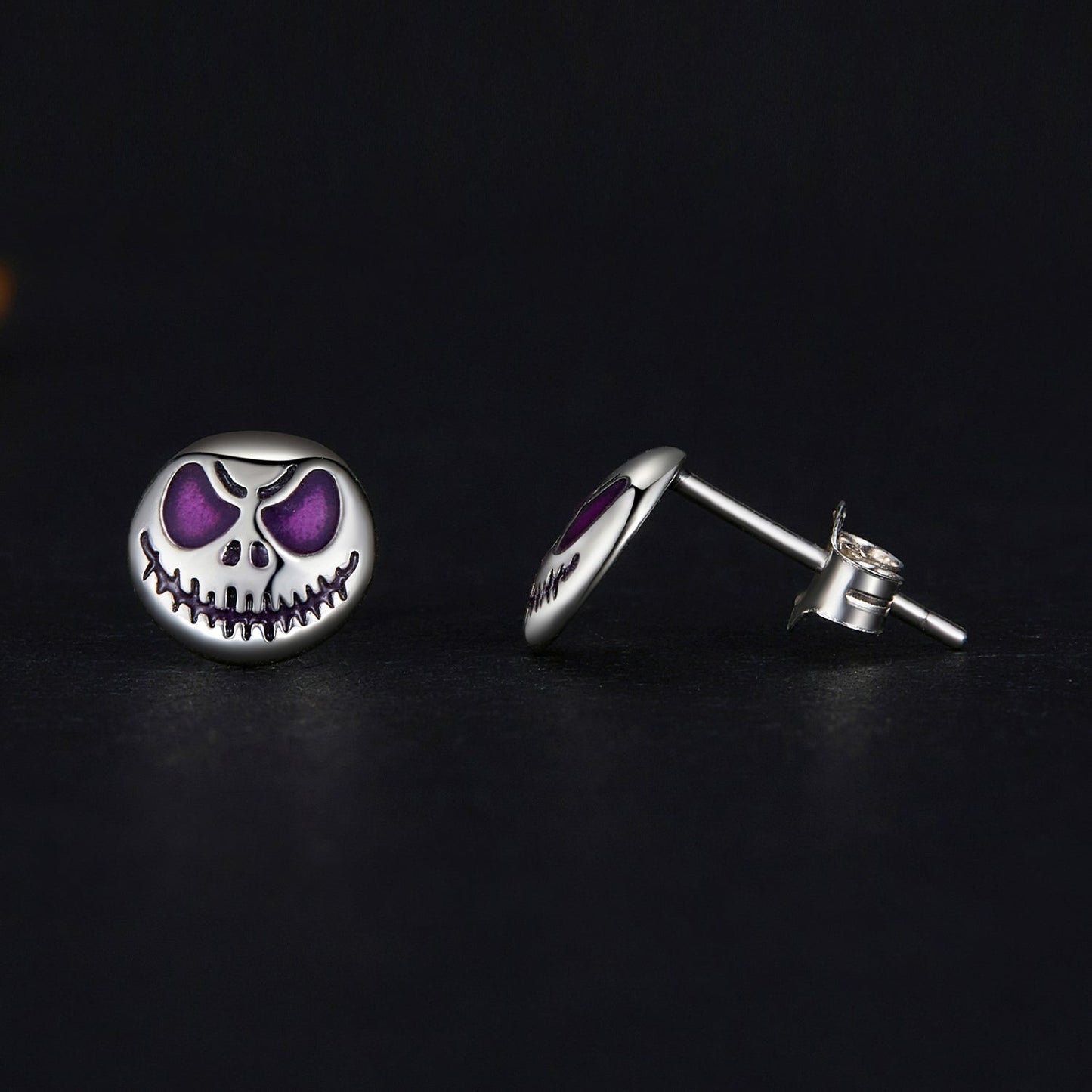 925 Sterling Silver Enamel Oxidized Earrings - 8mm for Women