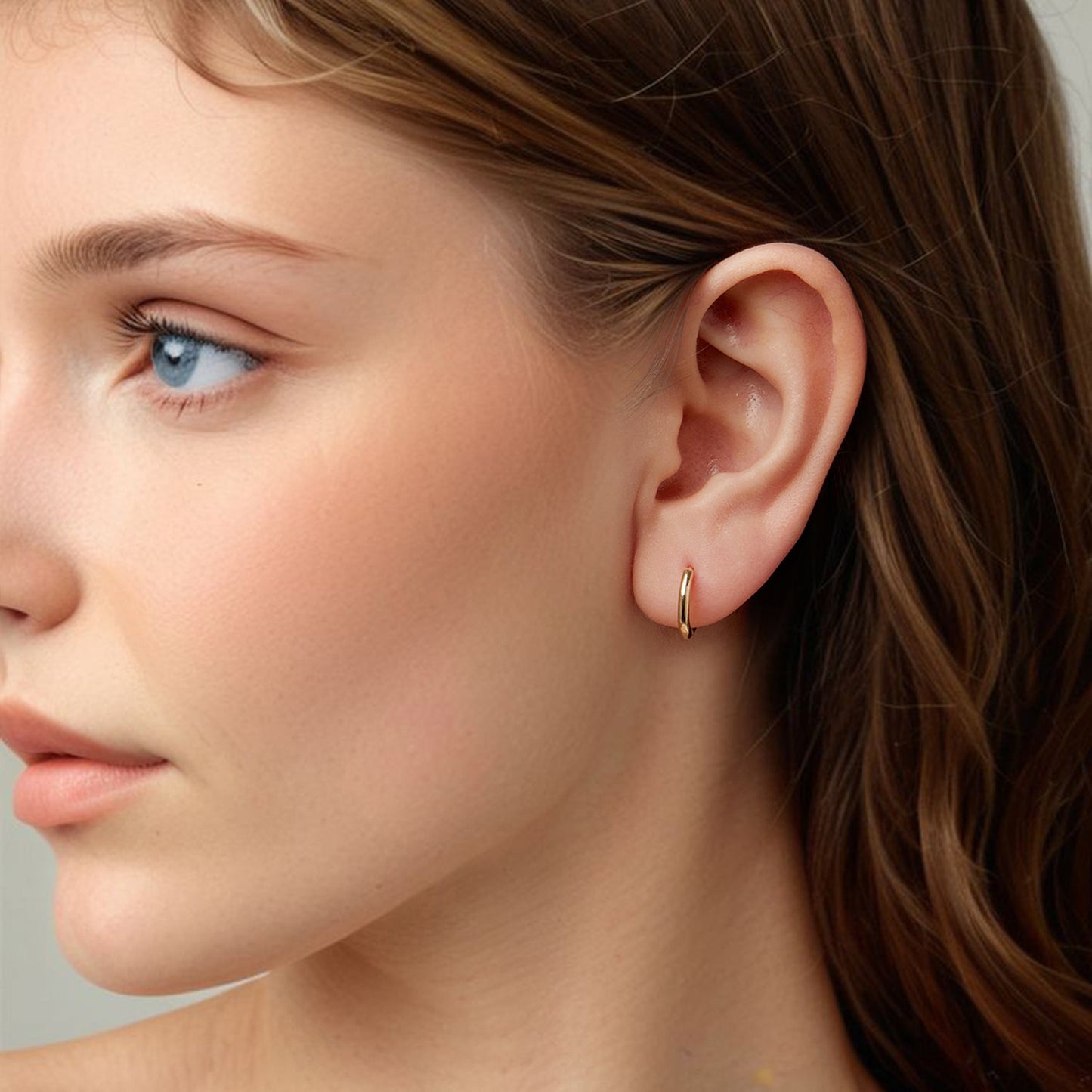 925 Sterling Silver Earrings for Women - 1.3x0.2cm, Plated White Gold
