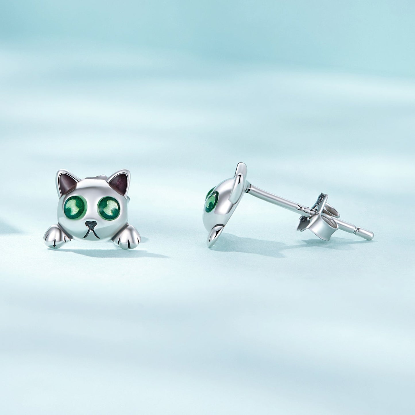925 Sterling Silver Earrings with Enamel in Oxidized Finish