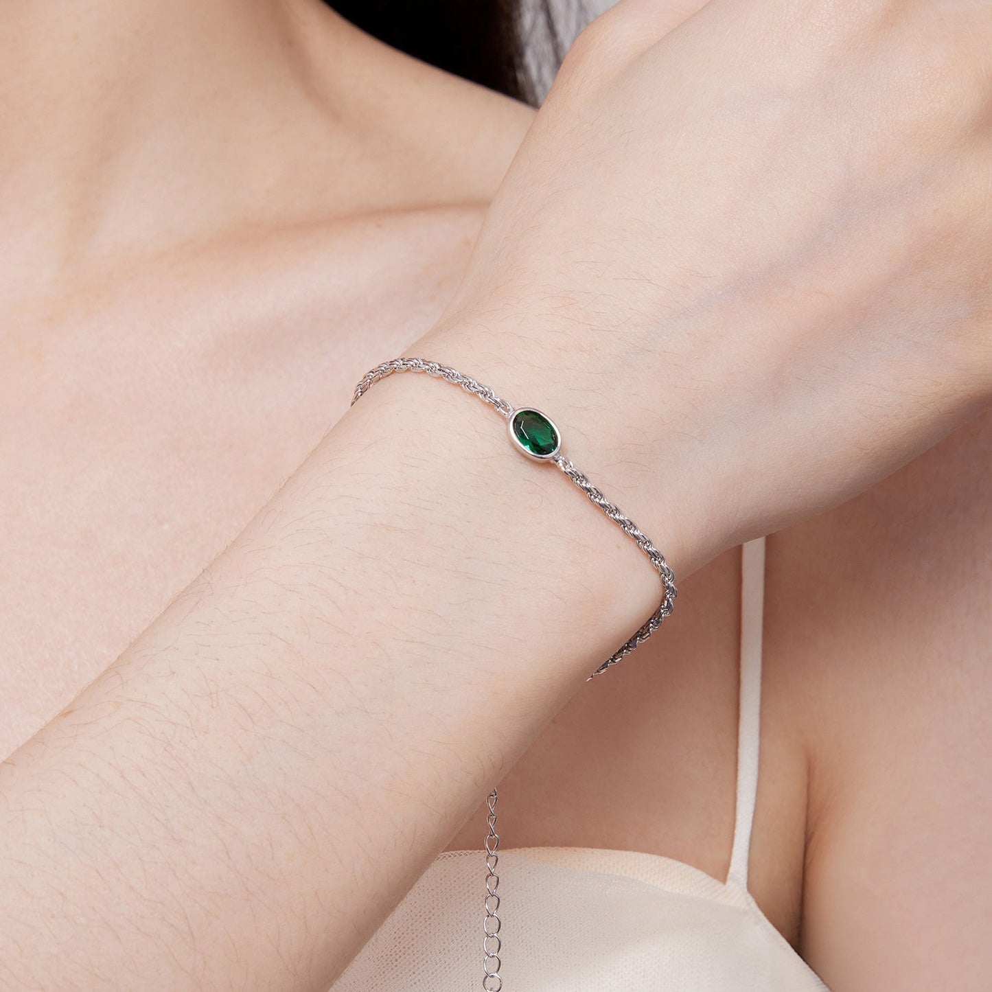 925 Sterling Silver Bracelet with CZ Pendants 150mm + 60mm Adjustable Size