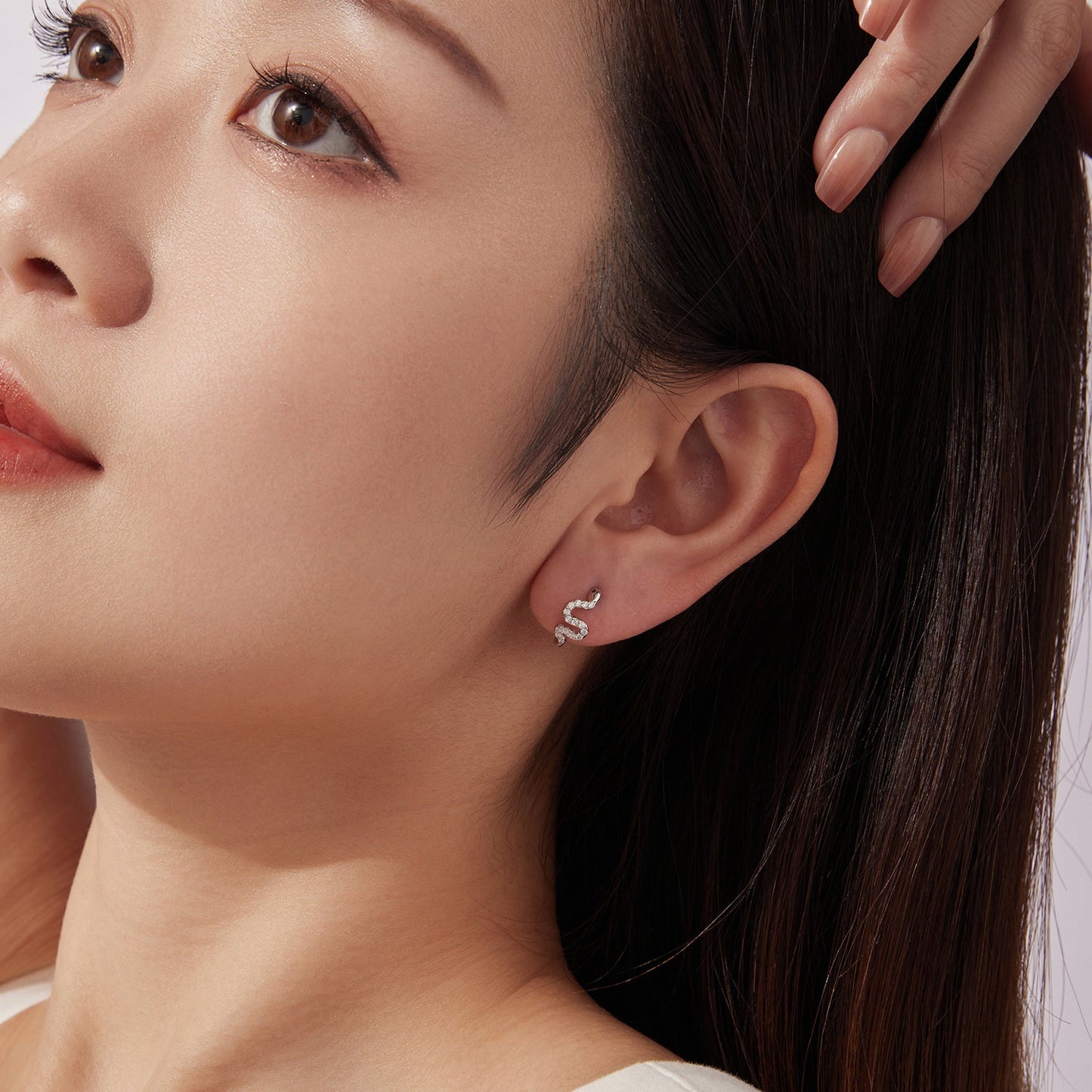925 Sterling Silver Hoop Earrings with White Gold Plating and CZ Stones