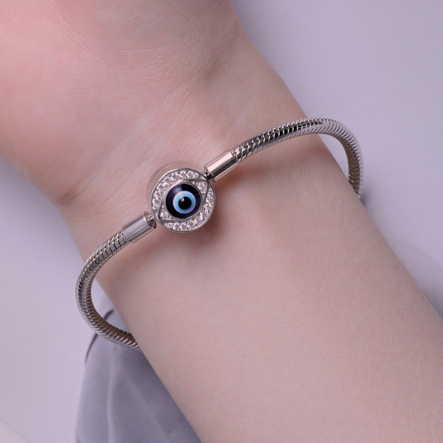 925 Sterling Silver Bracelet with CZ & Resin, Size 17.0
