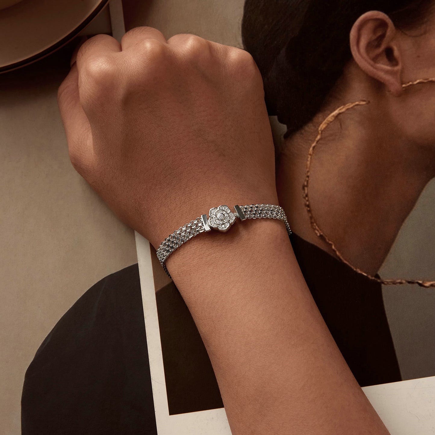 925 Sterling Silver and Platinum Plated 17.0 cm Pavé Setting CZ Bracelet for Women