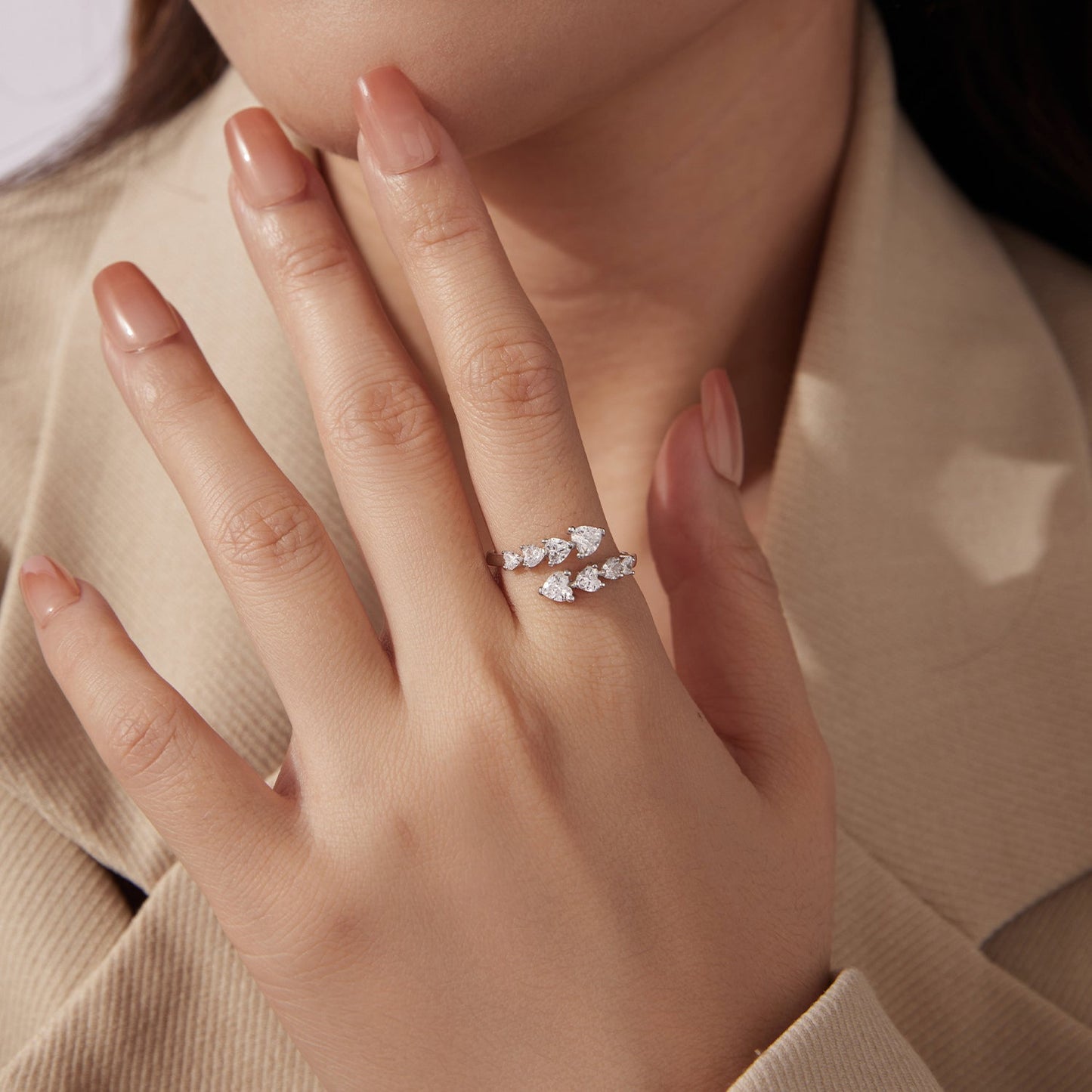 925 Sterling Silver White Gold Plated Pavé Setting Rings for Women