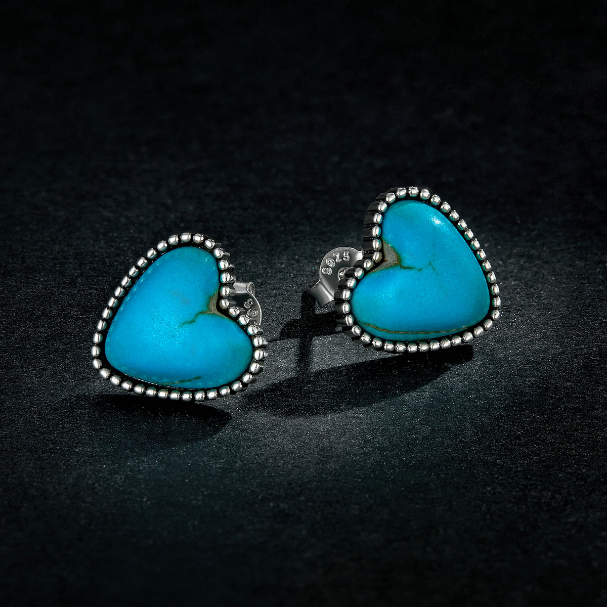 925 Sterling Silver Oxidized Turquoise Earrings for Women