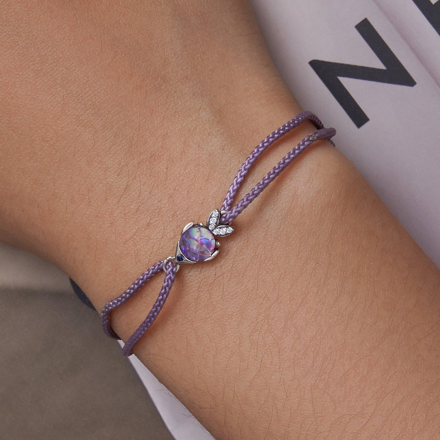 925 Sterling Silver Adjustable 24cm CZ Resin Bracelet for Women