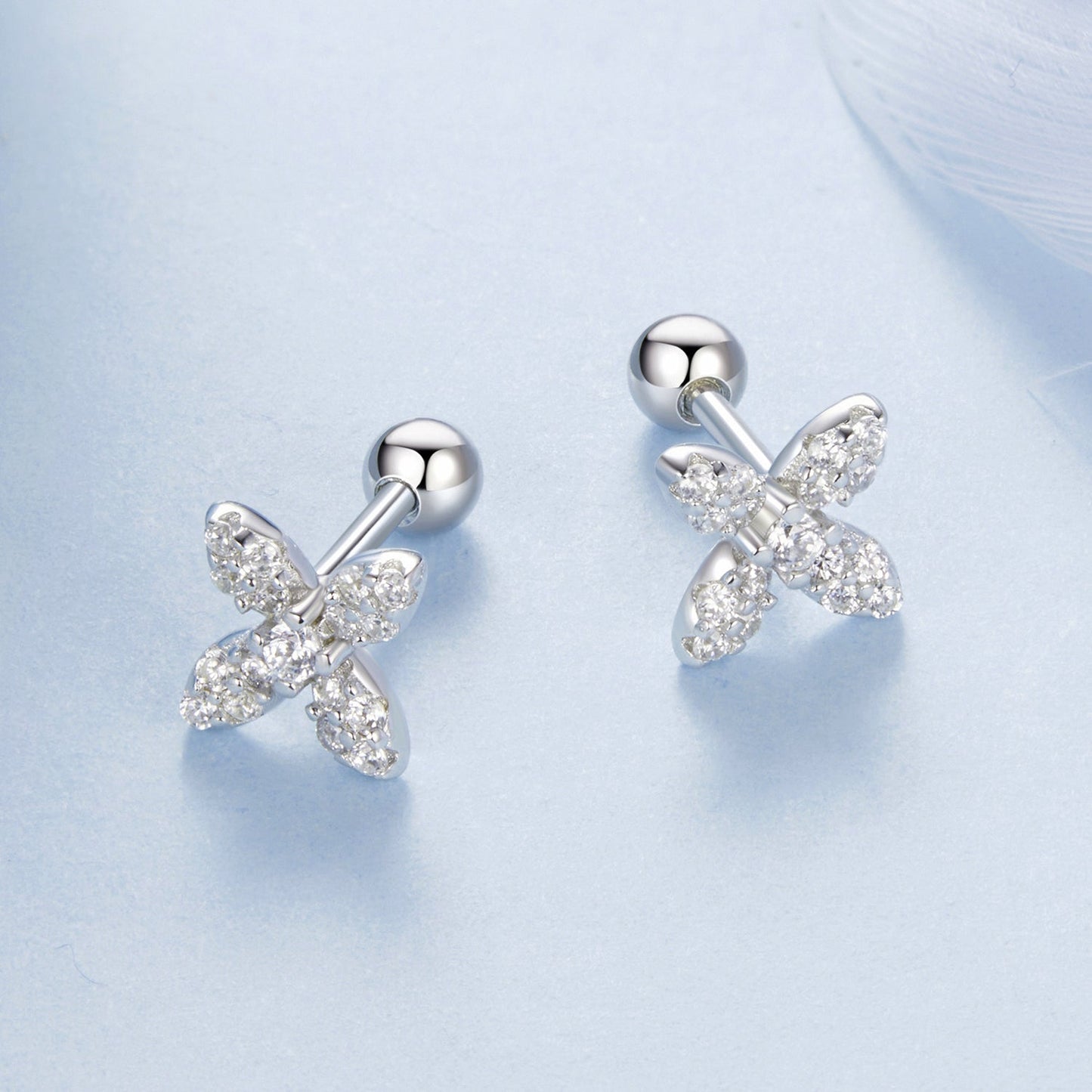 925 Sterling Silver Earrings with Pavé Setting CZ in Elegant Design