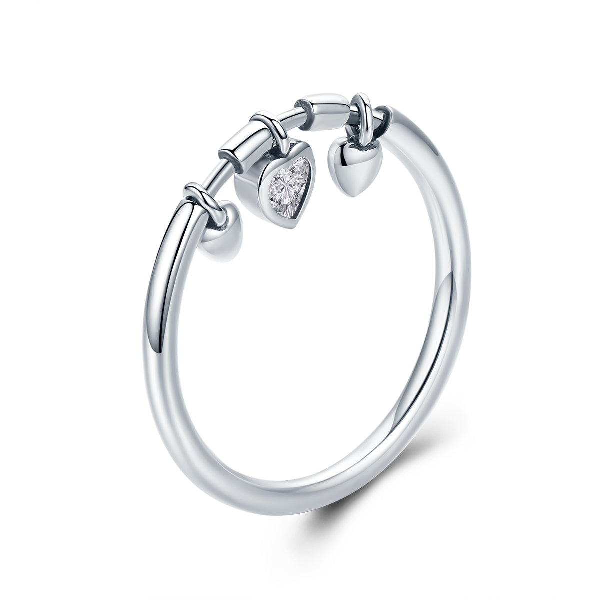925 Sterling Silver Heart-Shaped Ring Size 5 for Women