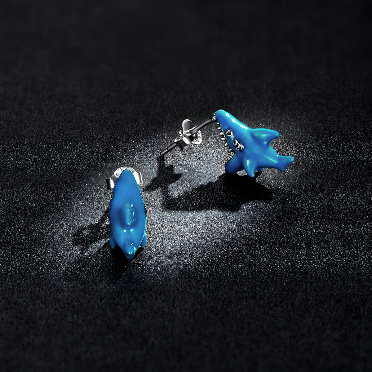 925 Sterling Silver Oxidized Enamel Earrings for Women - 1.3x0.5cm