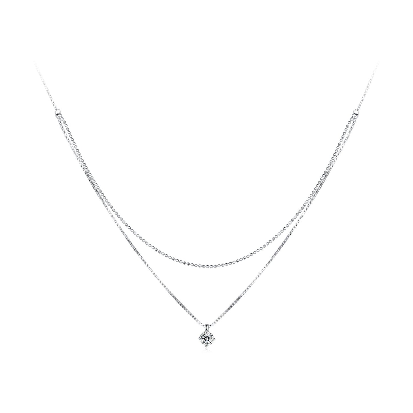 925 Sterling Silver Necklace with 8x6mm Pavé Setting CZ Pendant for Women