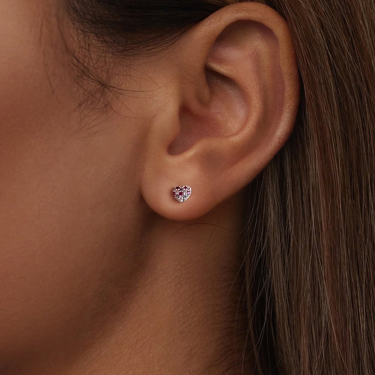 925 Sterling Silver Earrings with Pavé Setting CZ in White Gold for Women