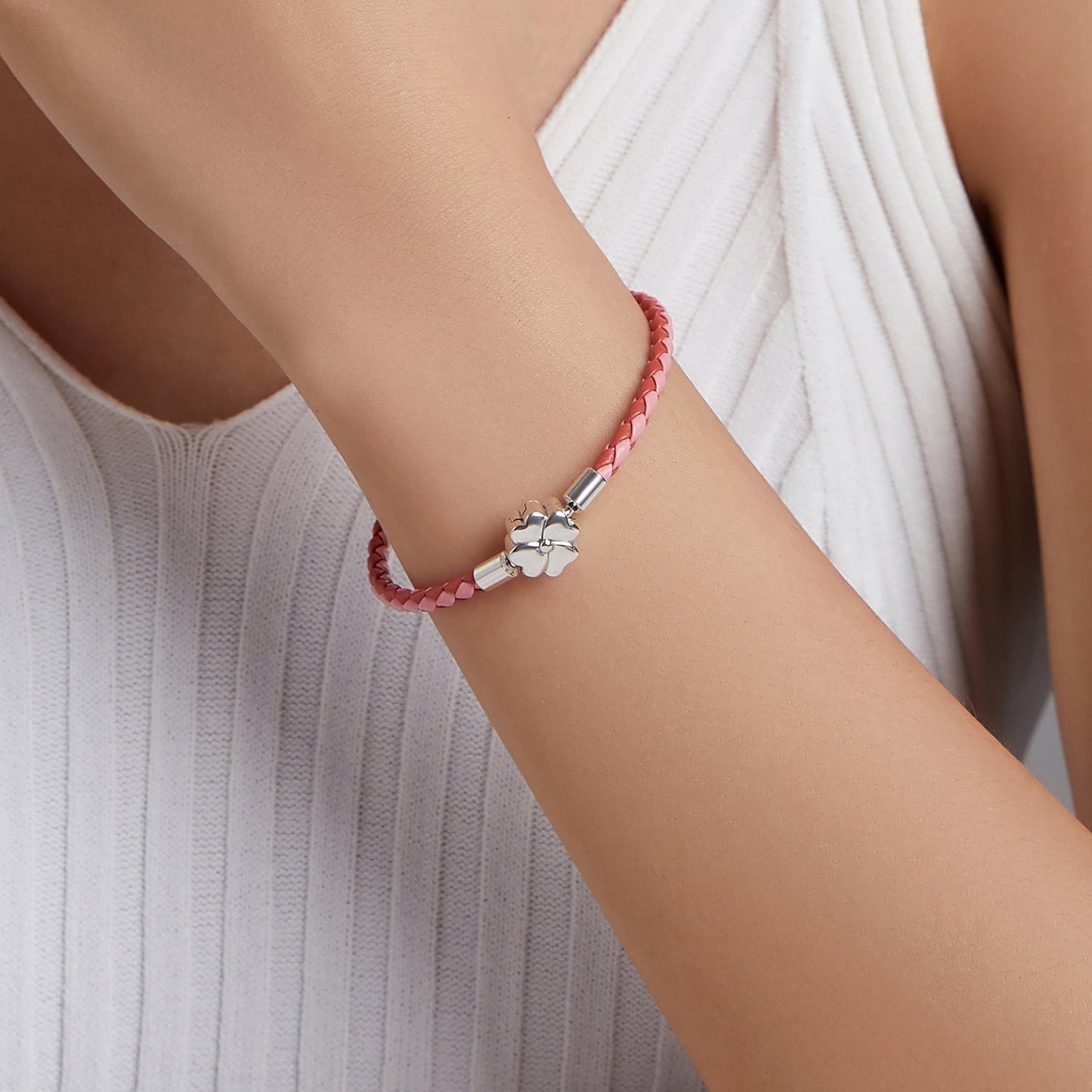 925 Sterling Silver Oxidized Leather Bracelet 17cm for Men