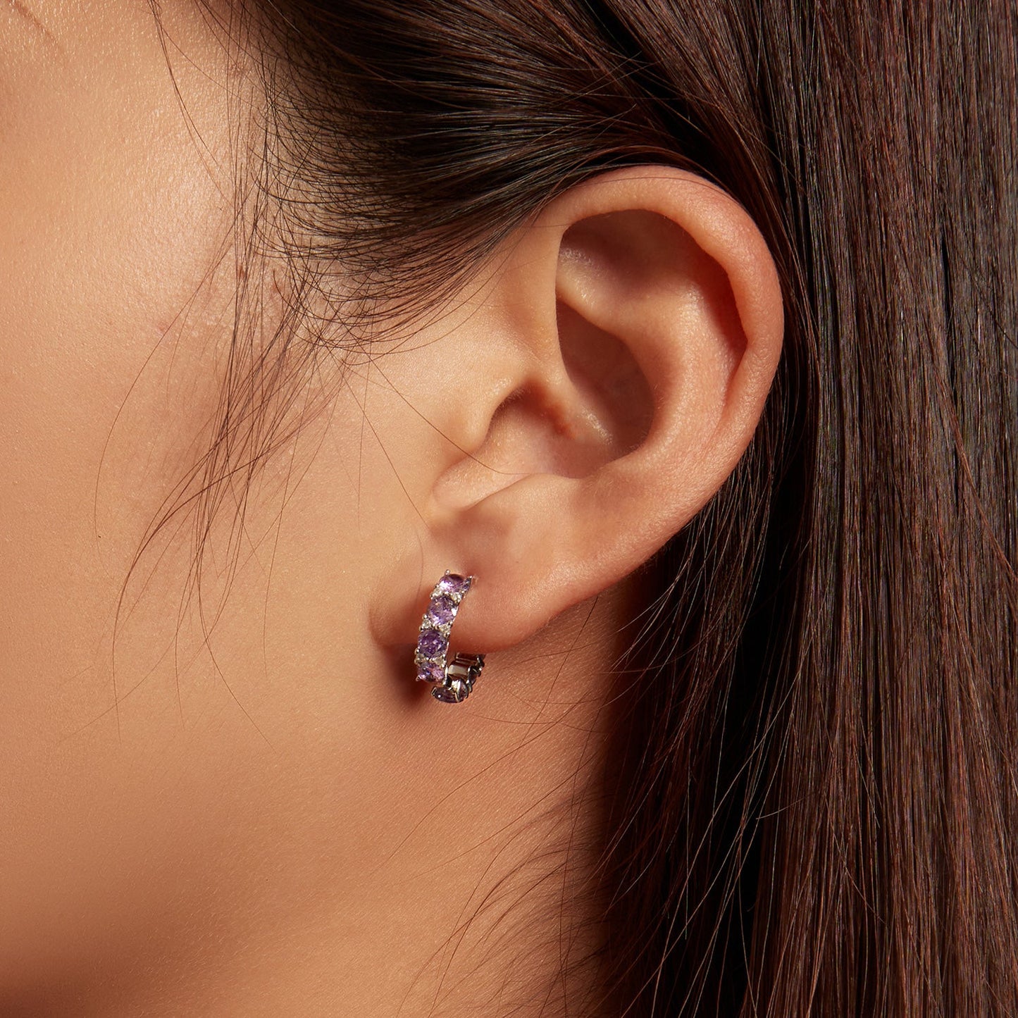 925 Sterling Silver Earrings with Pavé Setting and Plated Platinum for Women