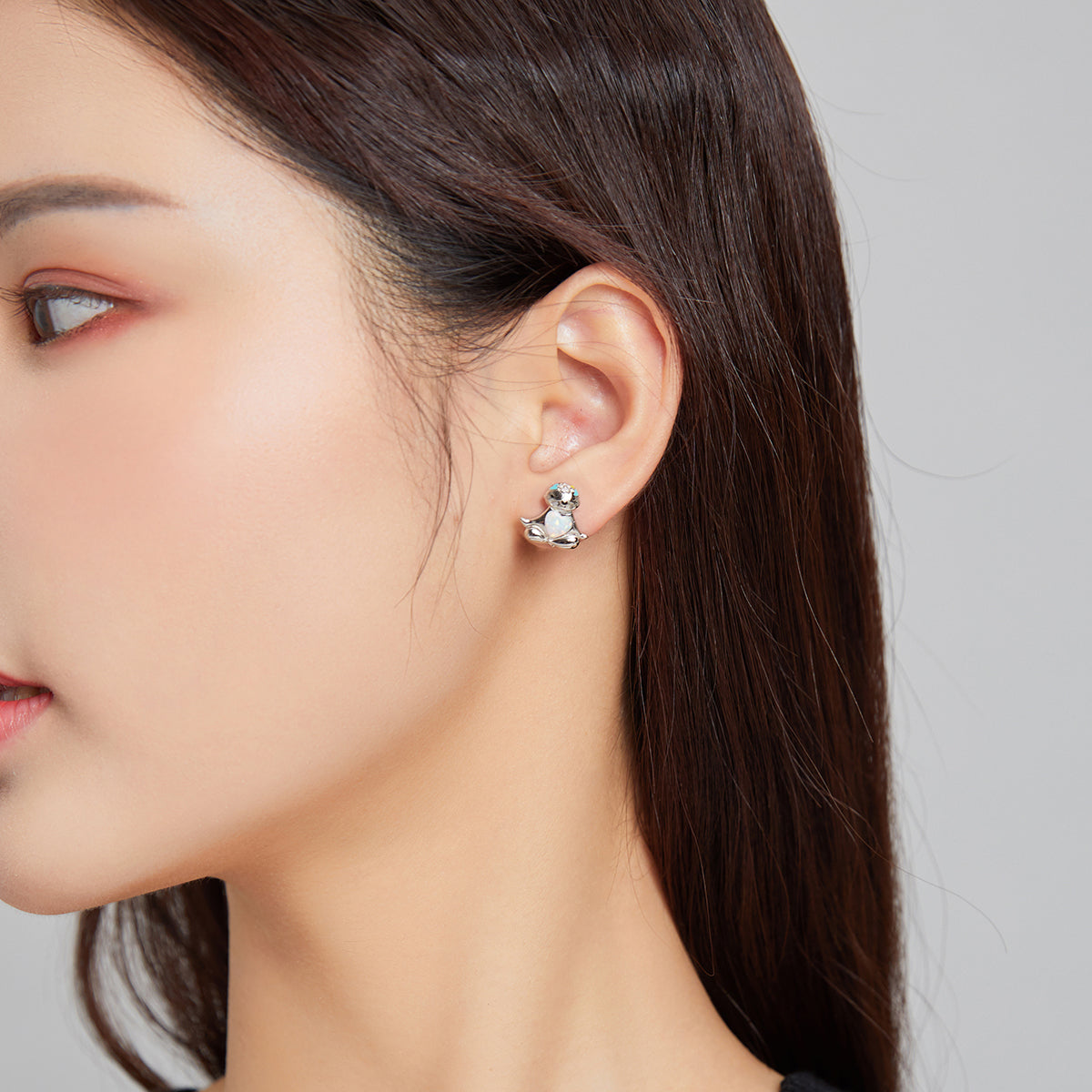 925 Sterling Silver Earrings with Translucent Opal